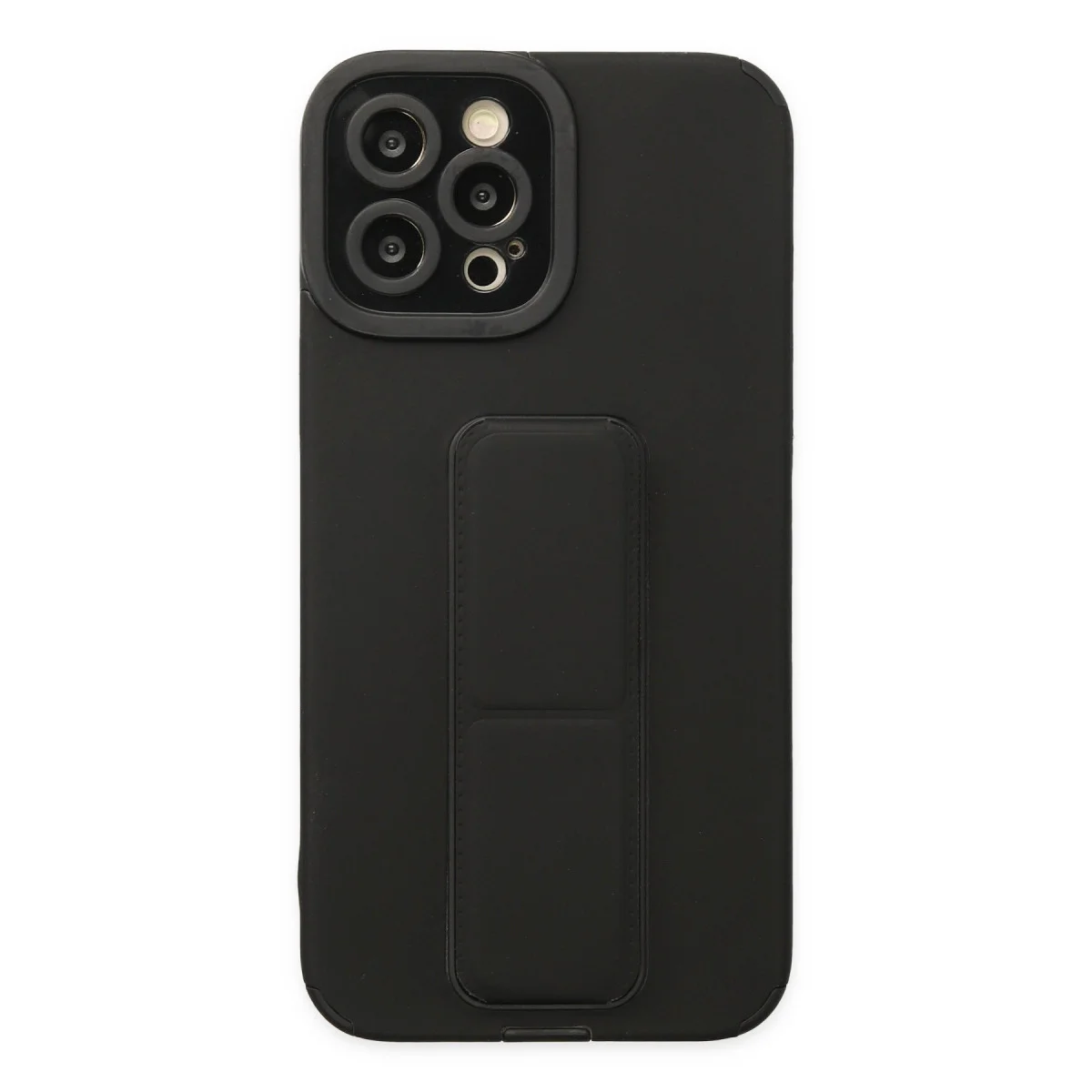 iPhone 12 Pro Max Kılıf Mega Standlı Silikon - Siyah