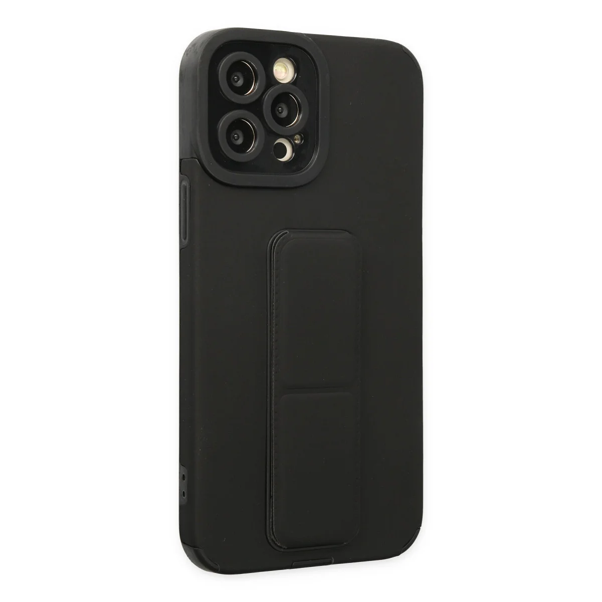 iPhone 12 Pro Max Kılıf Mega Standlı Silikon - Siyah