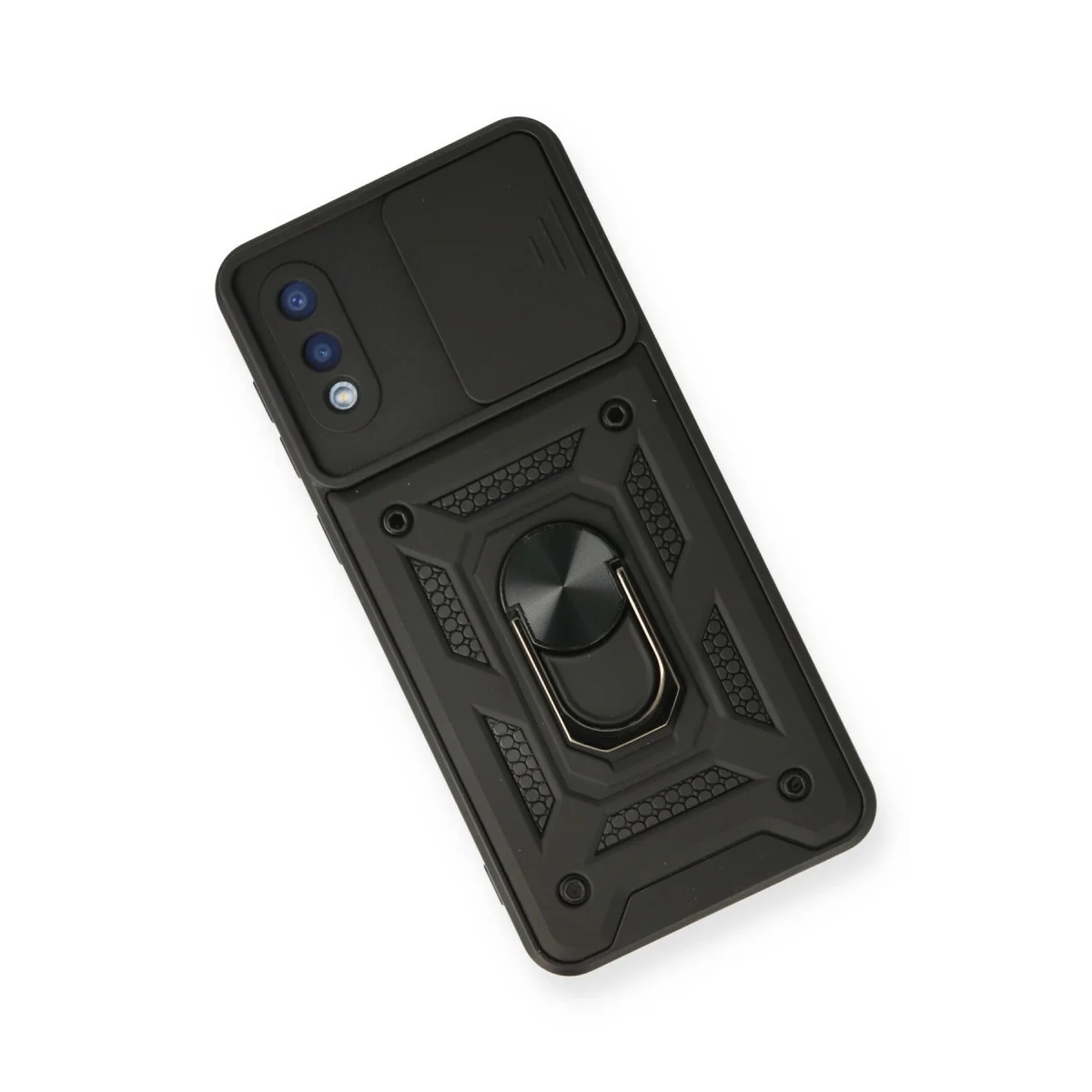 Galaxy A02 Kılıf Pars Lens Yüzüklü Silikon - Siyah
