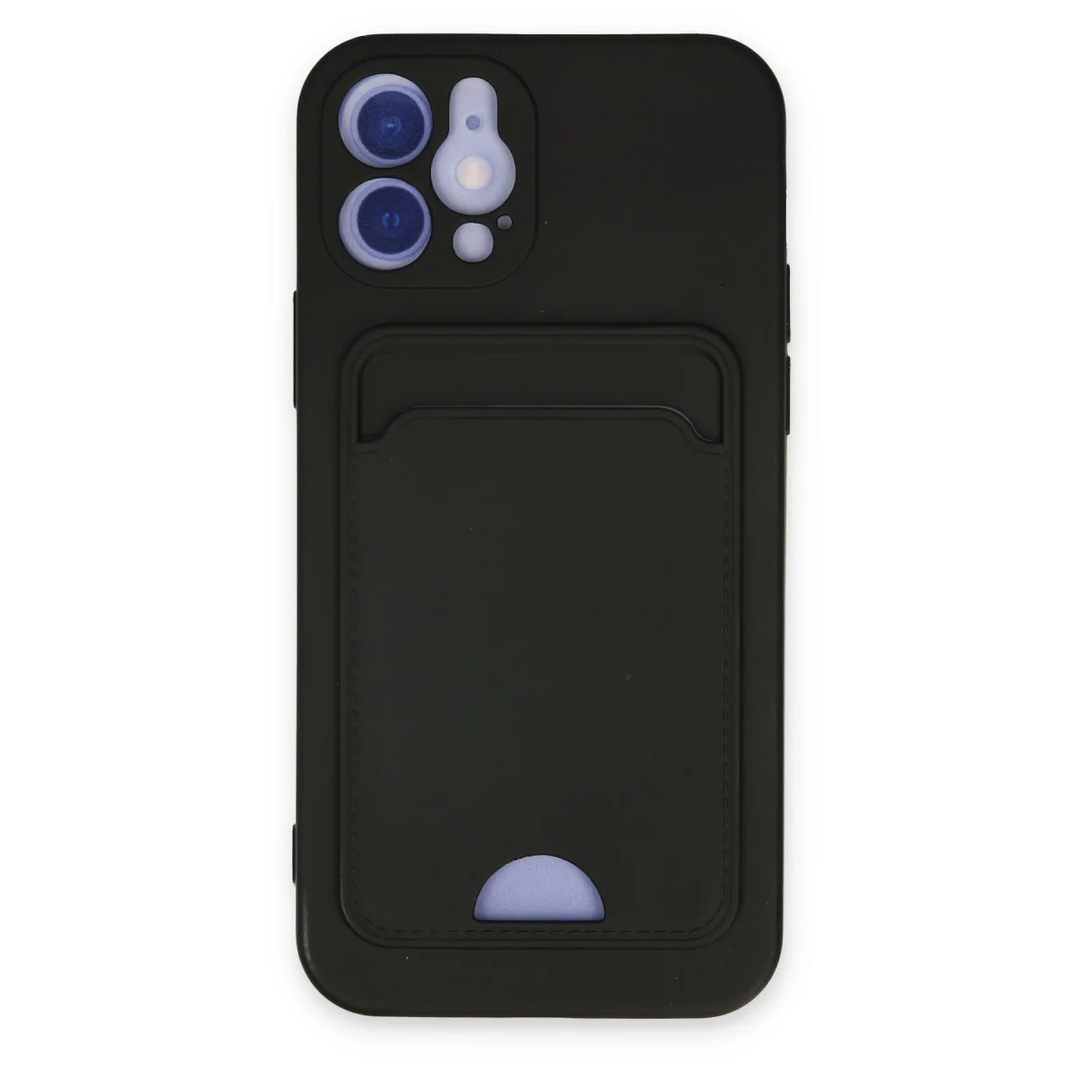 iPhone 12 Kılıf Kelvin Kartvizitli Silikon - Siyah