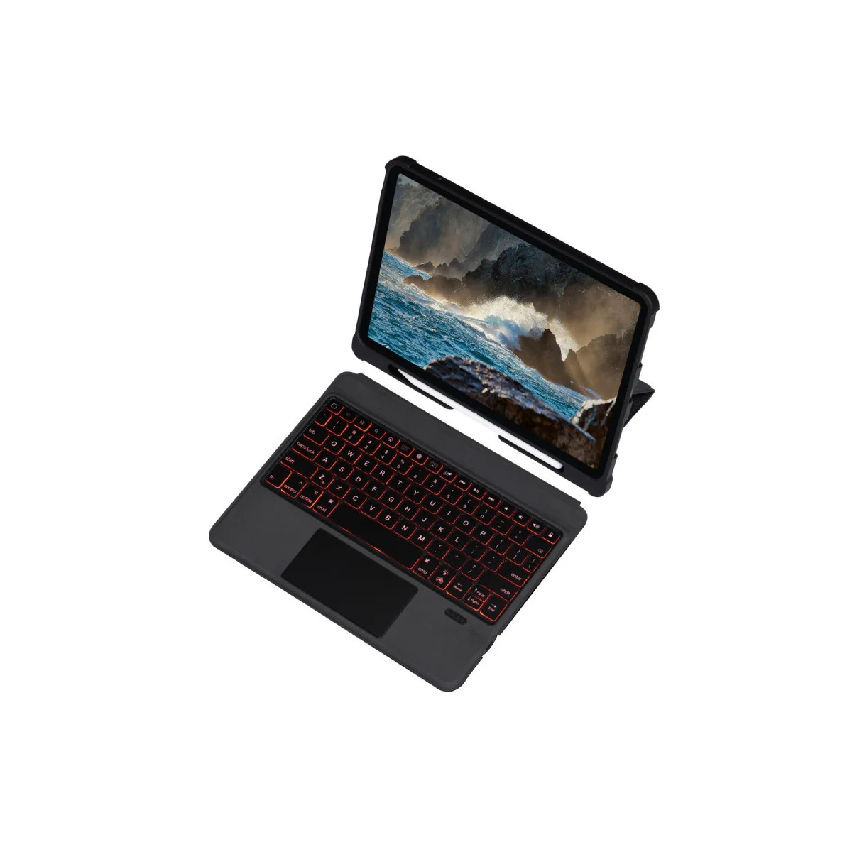 T5206D iPad 10.2 (7.nesil) Kılıf İnter Ledli Klavyeli Tablet Kılıfı - Siyah
