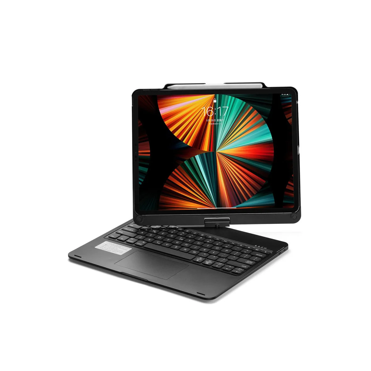 iPad Pro 12.9 (2021) Kılıf Magic Dönen Klavyeli Tablet Kılıf - Siyah