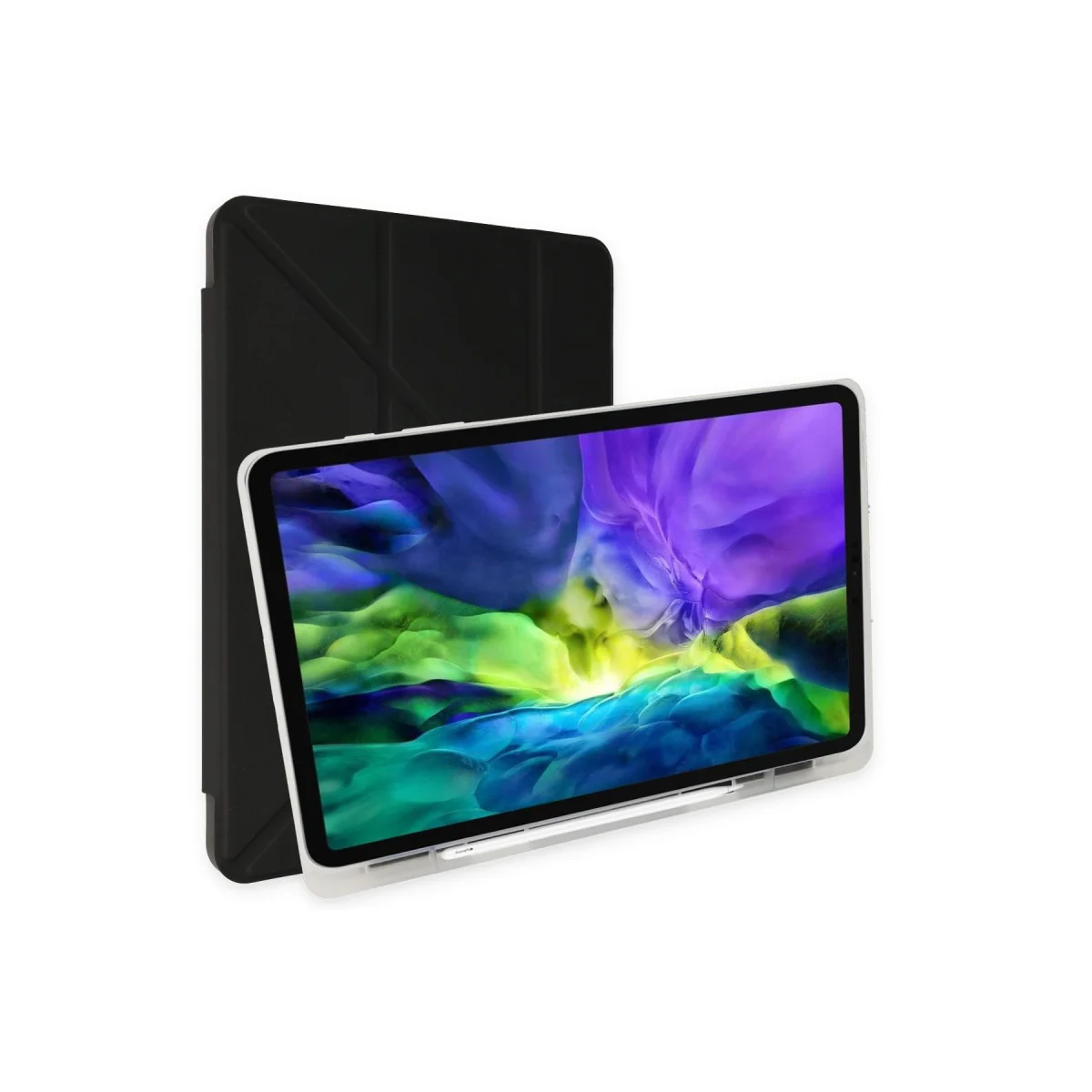 Galaxy T737 Tab S7 FE 12.4 Kılıf Kalemlikli Mars Tablet Kılıfı - Siyah