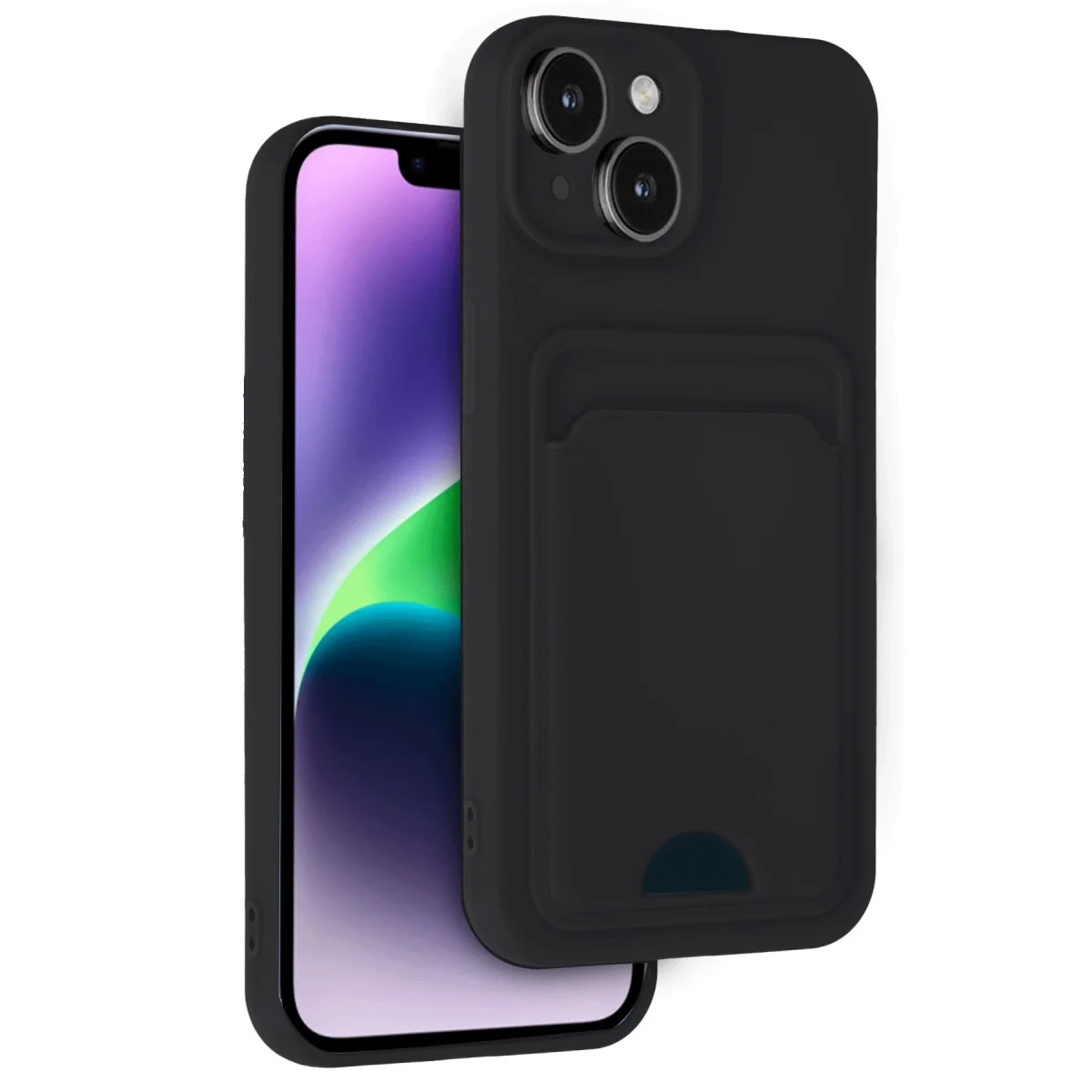 iPhone 14 Kılıf Kelvin Kartvizitli Silikon - Siyah