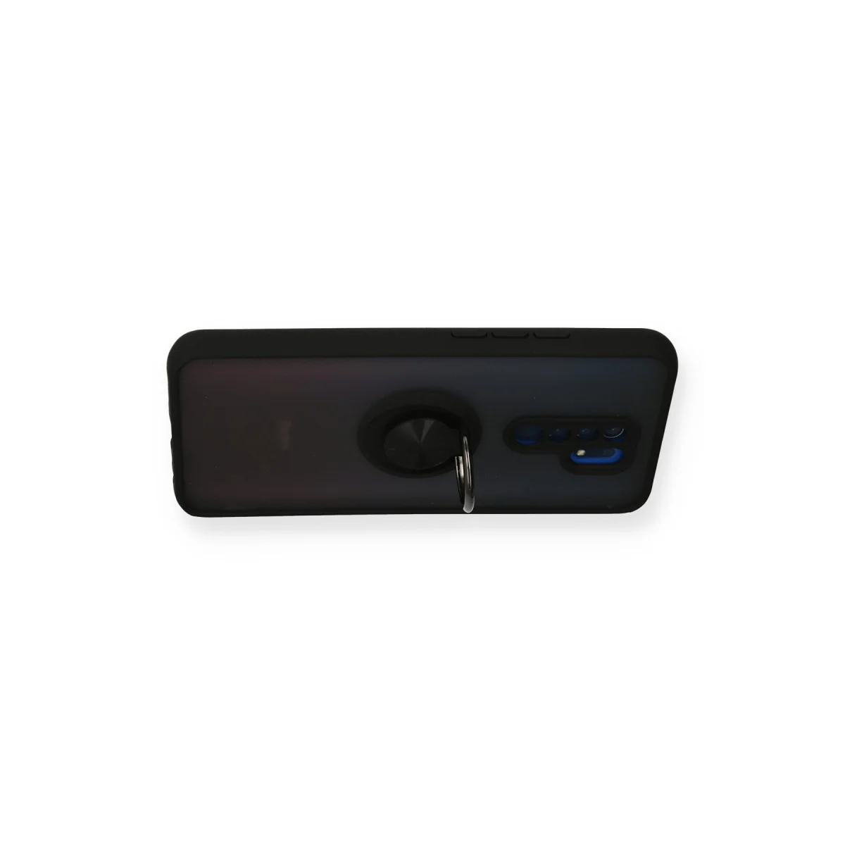 Redmi 9 Kılıf Montreal Yüzüklü Silikon Kapak - Siyah