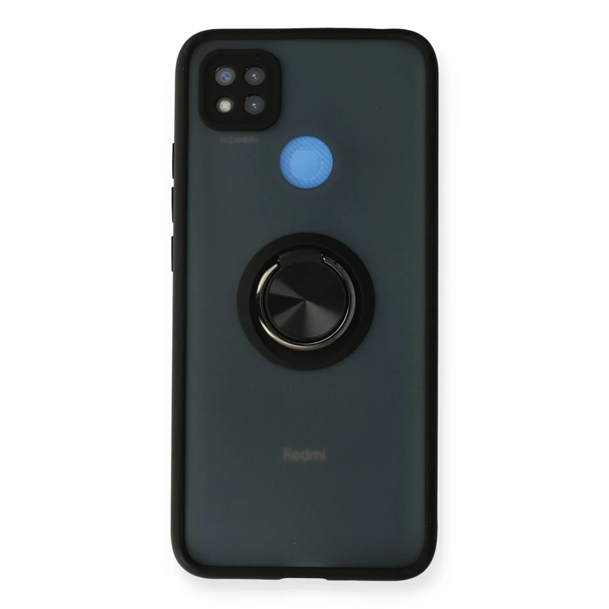 Redmi 9C Kılıf Montreal Yüzüklü Silikon Kapak - Siyah