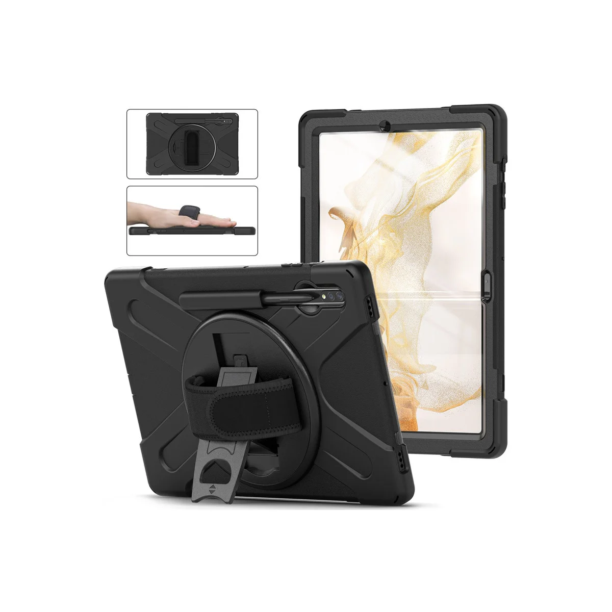 Galaxy T737 Tab S7 FE 12.4 Kılıf Amazing Tablet Kapak - Siyah