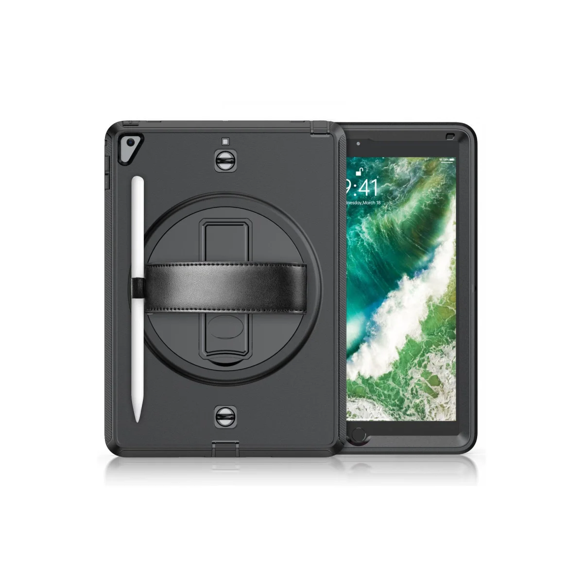 iPad 5 Air 9.7 Kılıf Strap-C Otterbox Tablet Kapak - Siyah