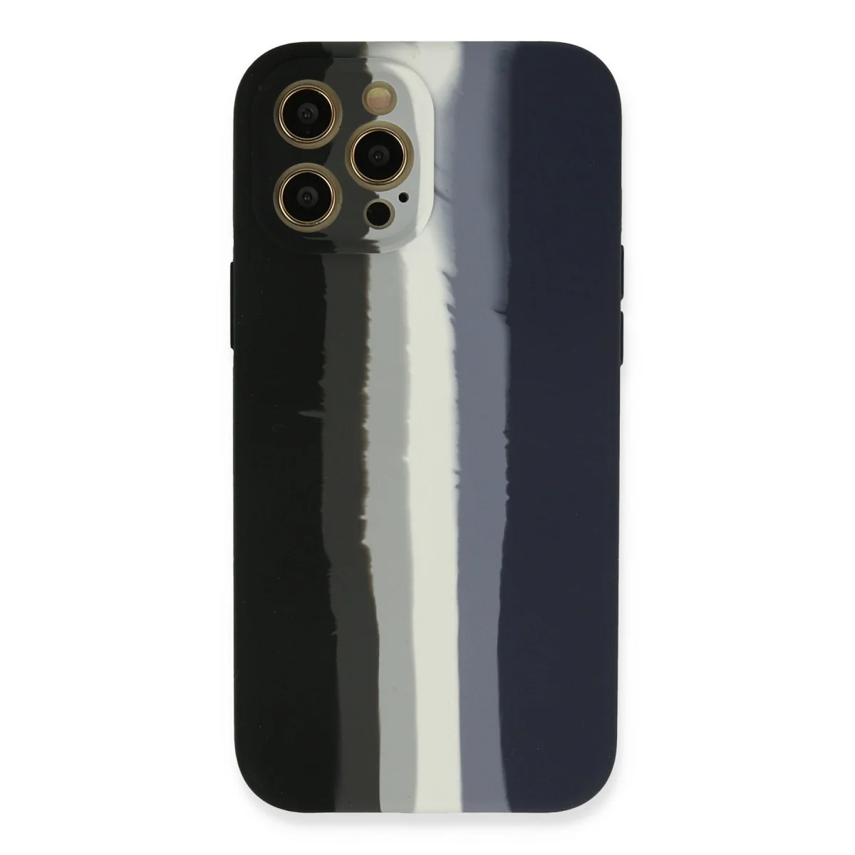 iPhone 12 Pro Kılıf Ebruli Lansman Silikon - Siyah-Lacivert