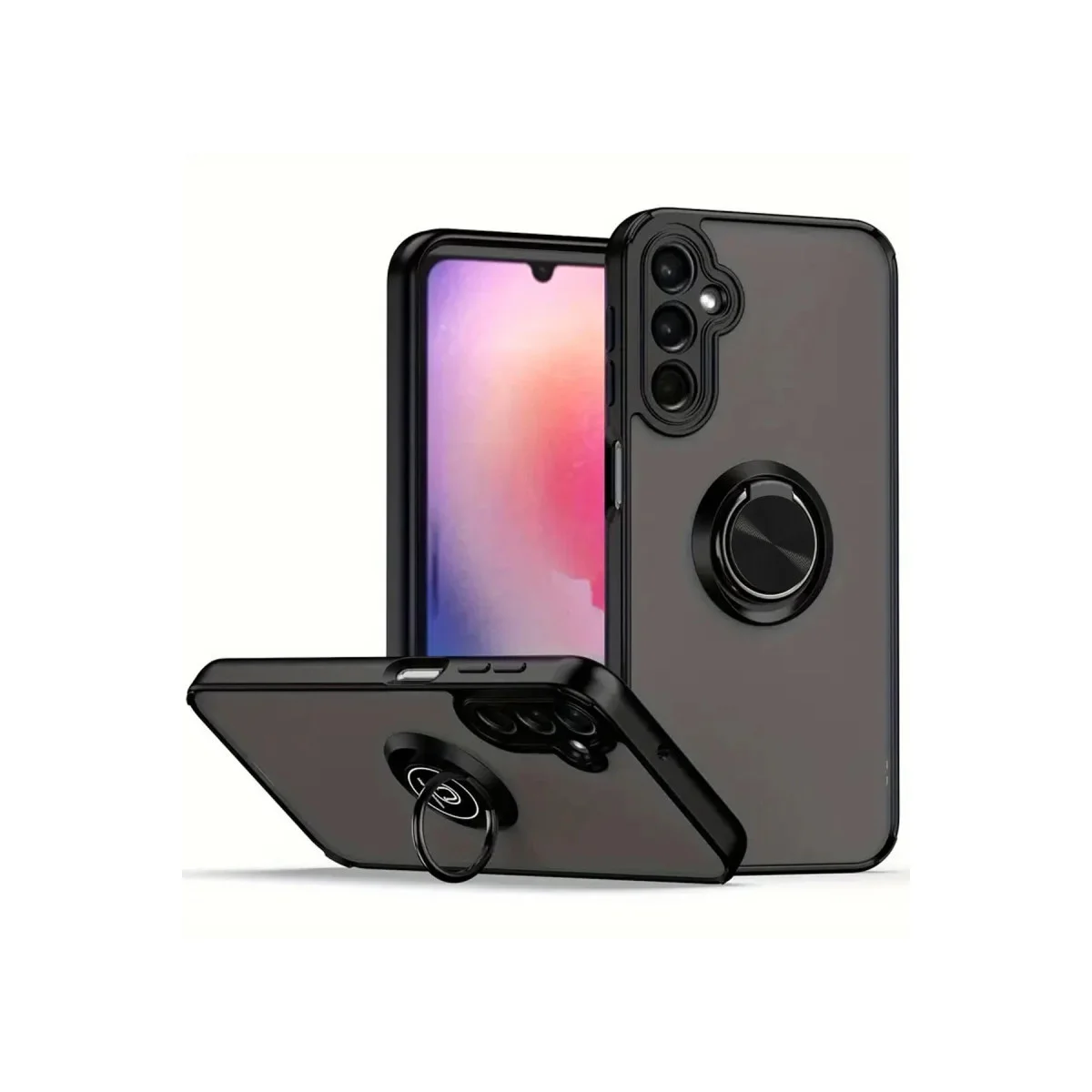 Galaxy A05S Kılıf Montreal Yüzüklü Silikon Kapak - Siyah