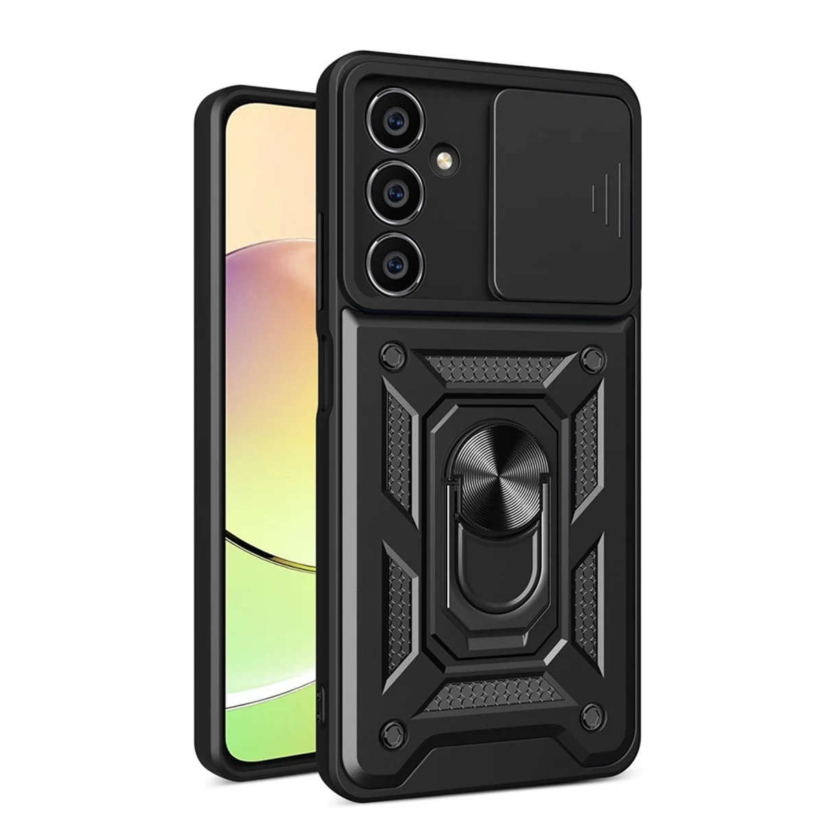 Galaxy A35 5G Kılıf Pars Lens Yüzüklü Silikon - Siyah