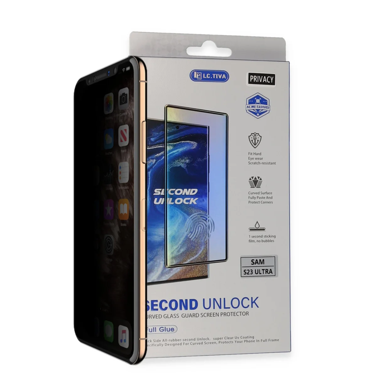 Galaxy S23 Ultra Durable Full Glue Curved Hayalet Cam