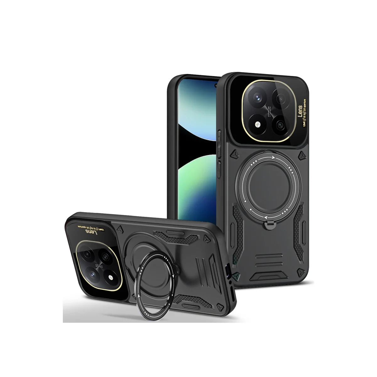Redmi Note 14 Pro 5G Kılıf Joy Lens Standlı Kapak - Siyah