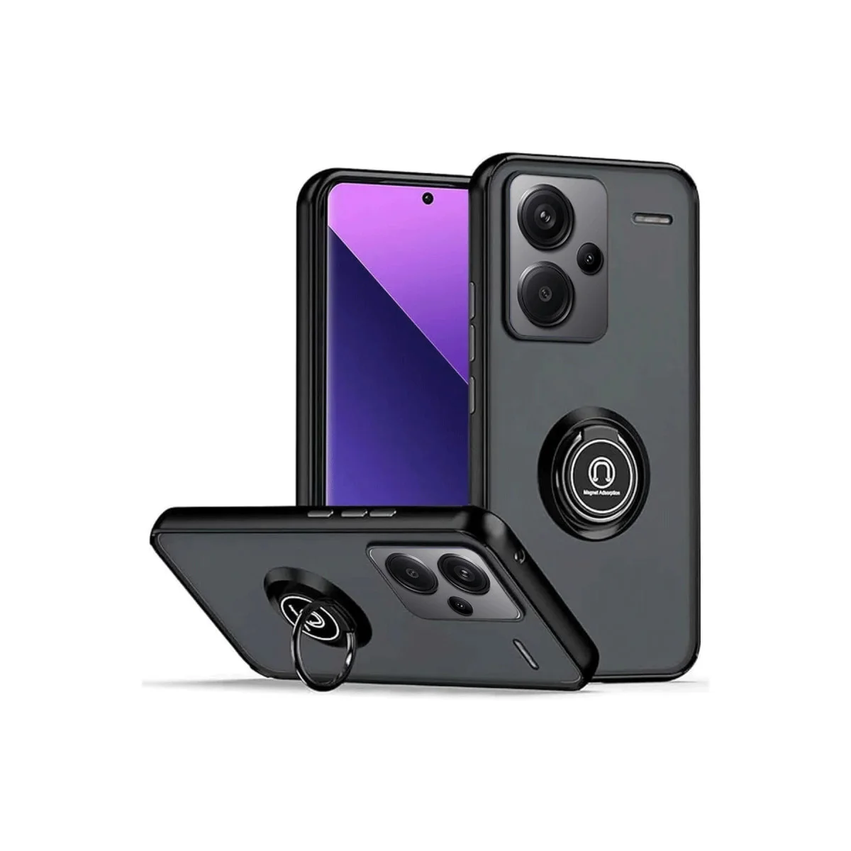 Redmi Note 13 Pro Plus Kılıf Montreal Yüzüklü Silikon Kapak - Siyah