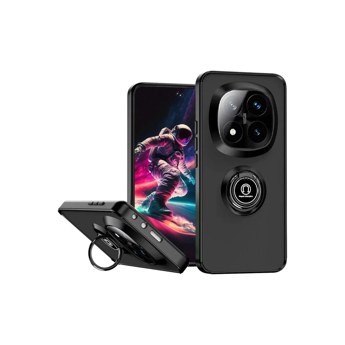 Redmi Note 14 Pro 5G Kılıf Montreal Yüzüklü Silikon Kapak - Siyah