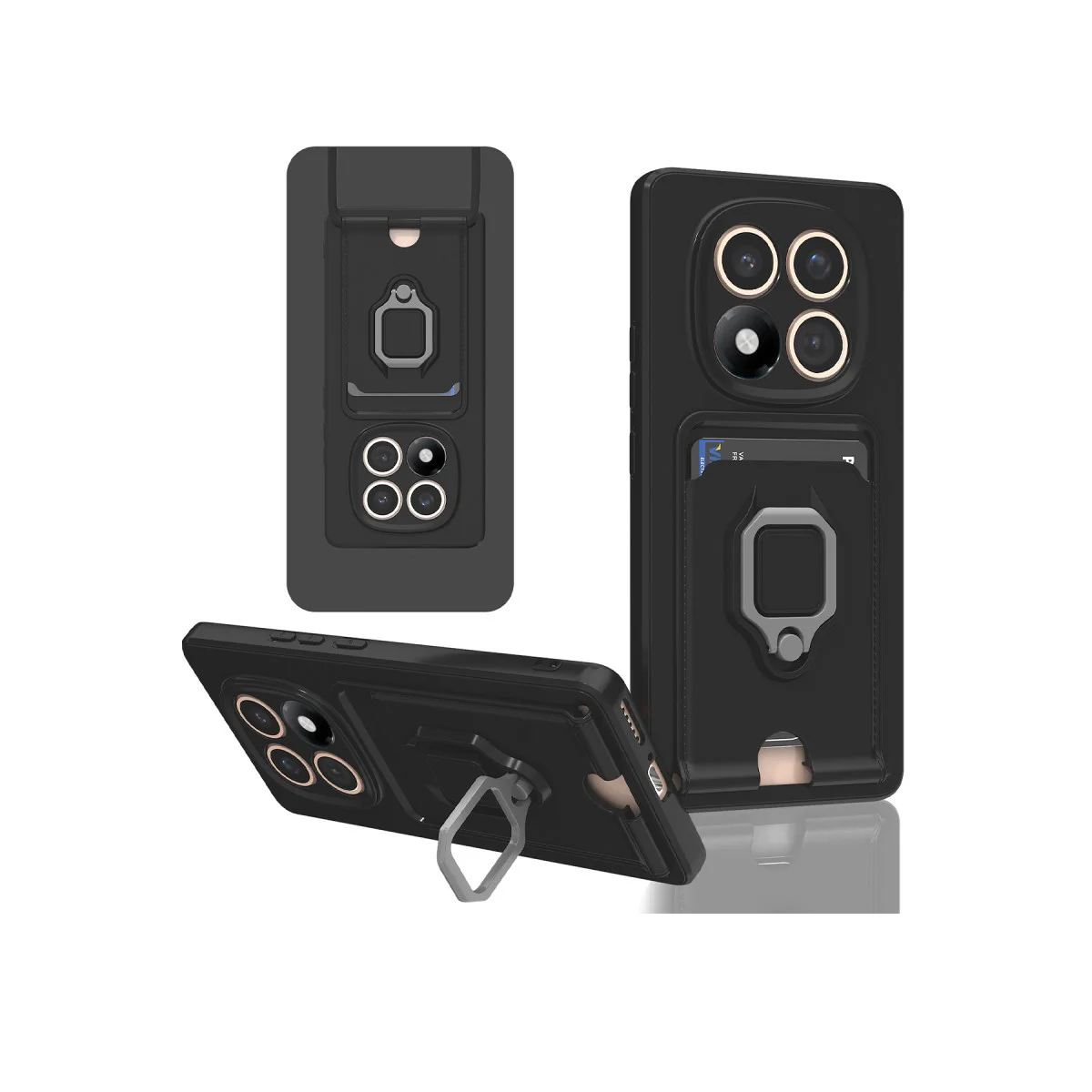 Redmi Note 14 Pro 5G Kılıf Zuma Kartvizitli Yüzüklü Silikon - Siyah