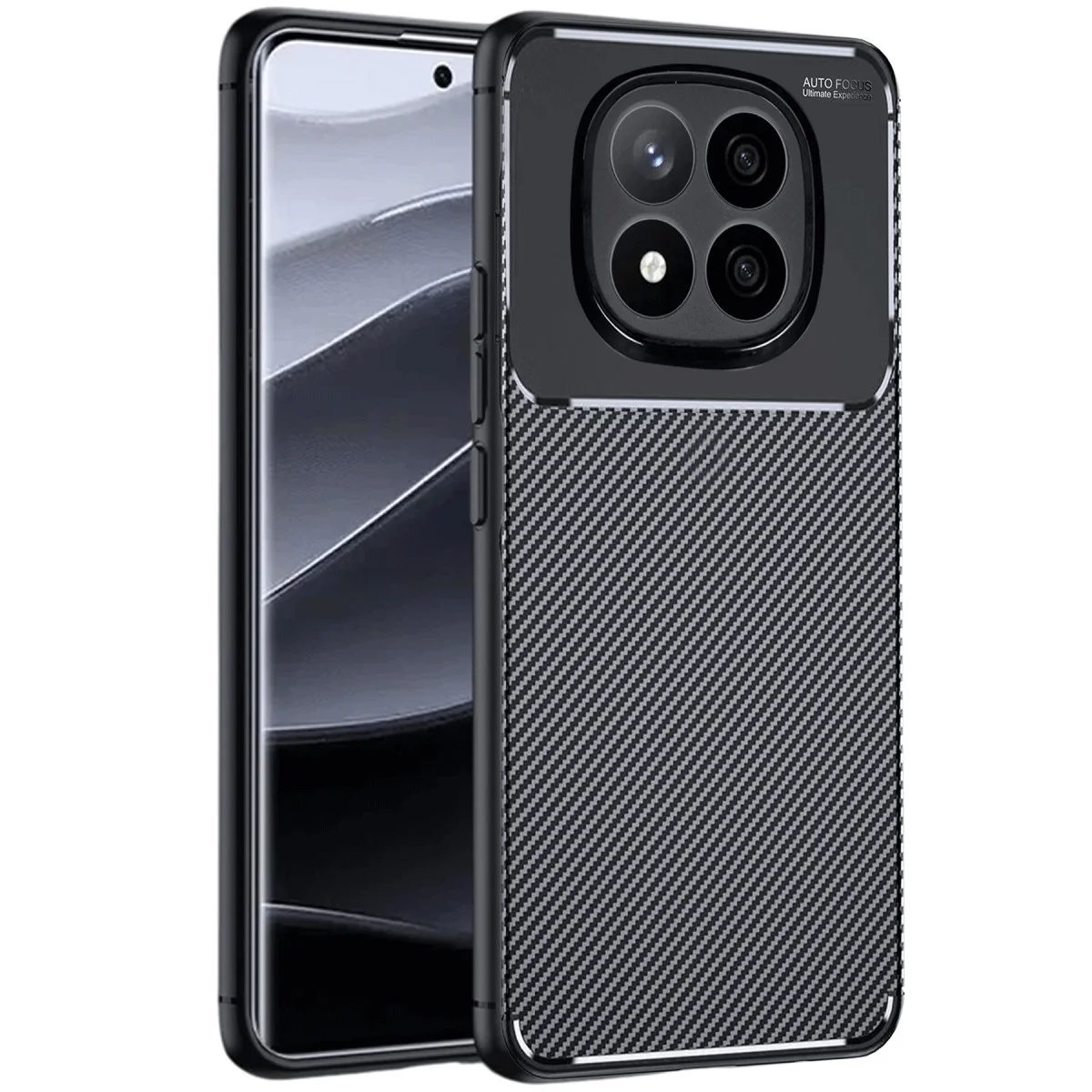 Redmi Note 14 Pro Plus Kılıf Auto Focus Karbon Kapak - Siyah