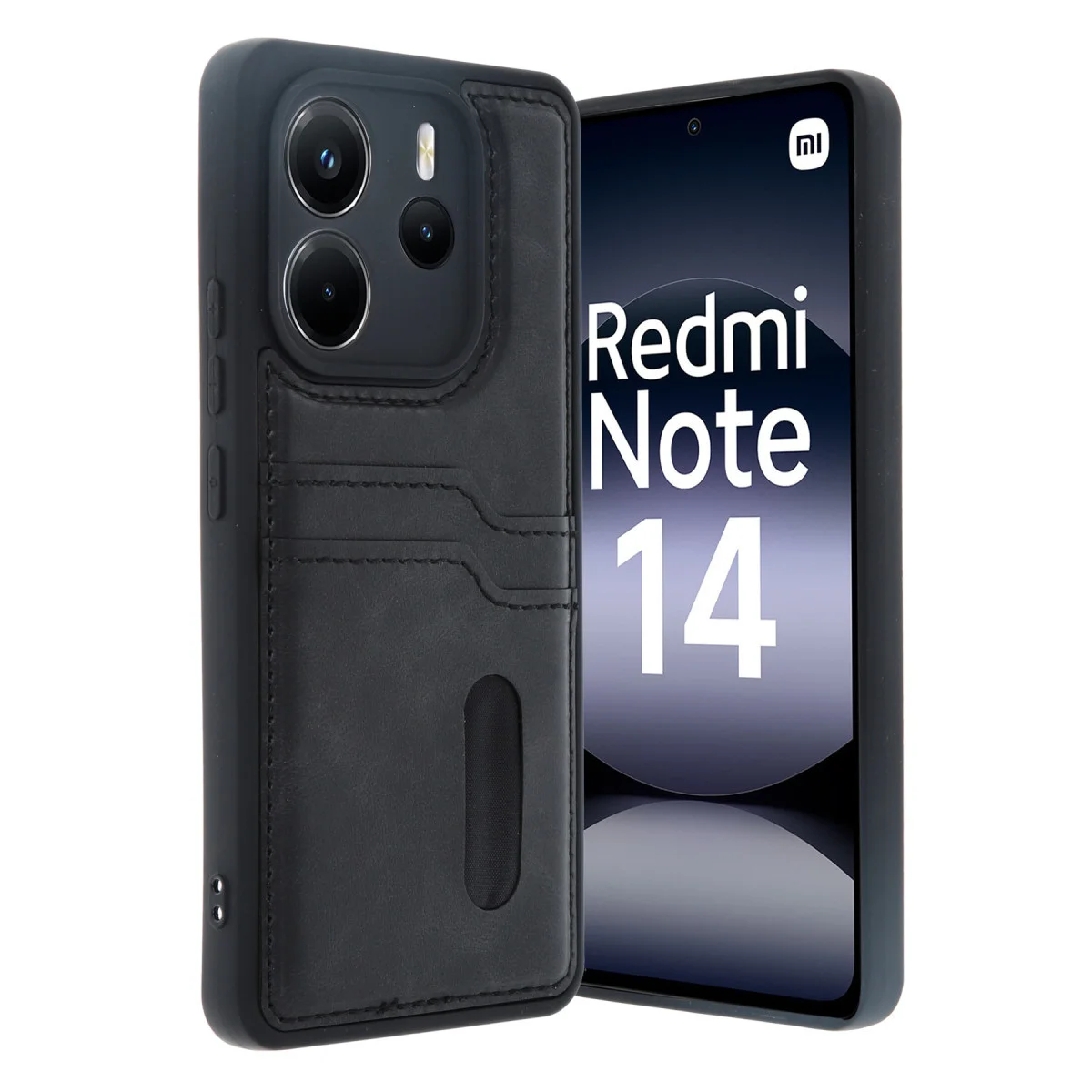 Redmi Note 14 4G Kılıf Sara Kartvizitli Deri Kılıf - Siyah