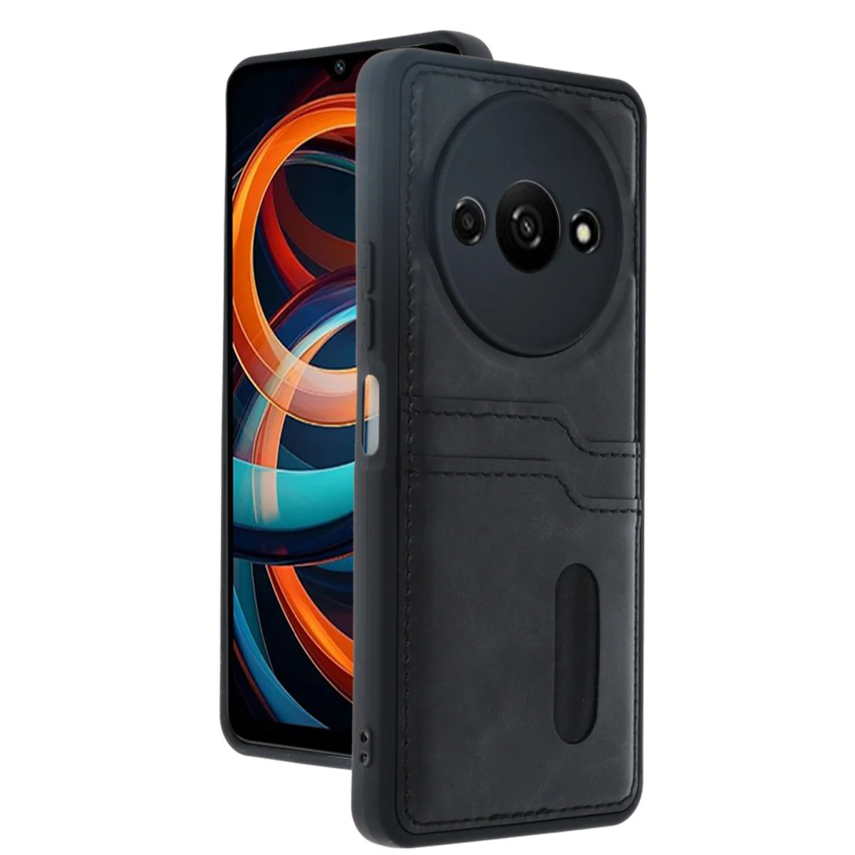 Redmi A3 4G Kılıf Sara Kartvizitli Deri Kılıf - Siyah