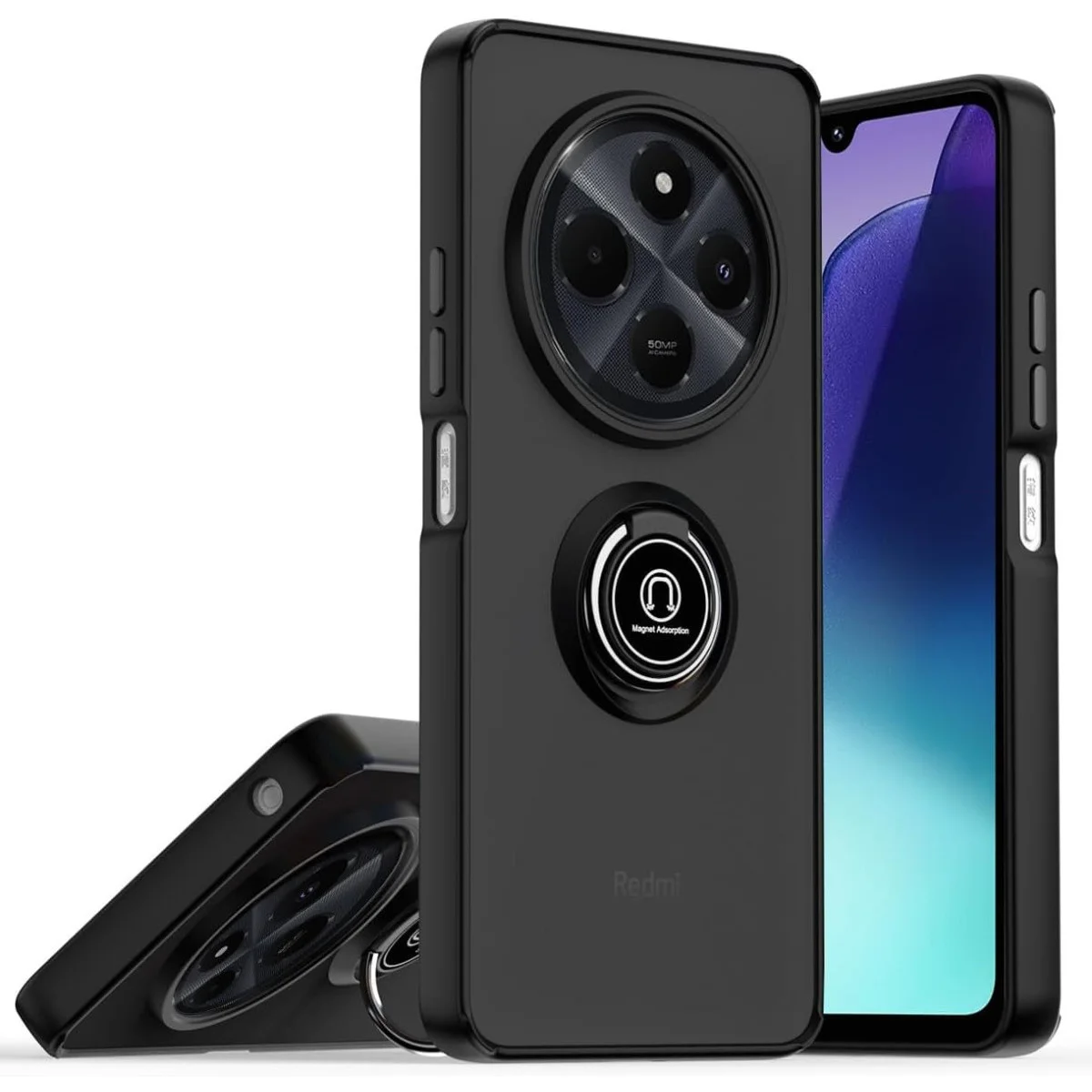 Realme C75 4G Kılıf Montreal Yüzüklü Silikon Kapak - Siyah