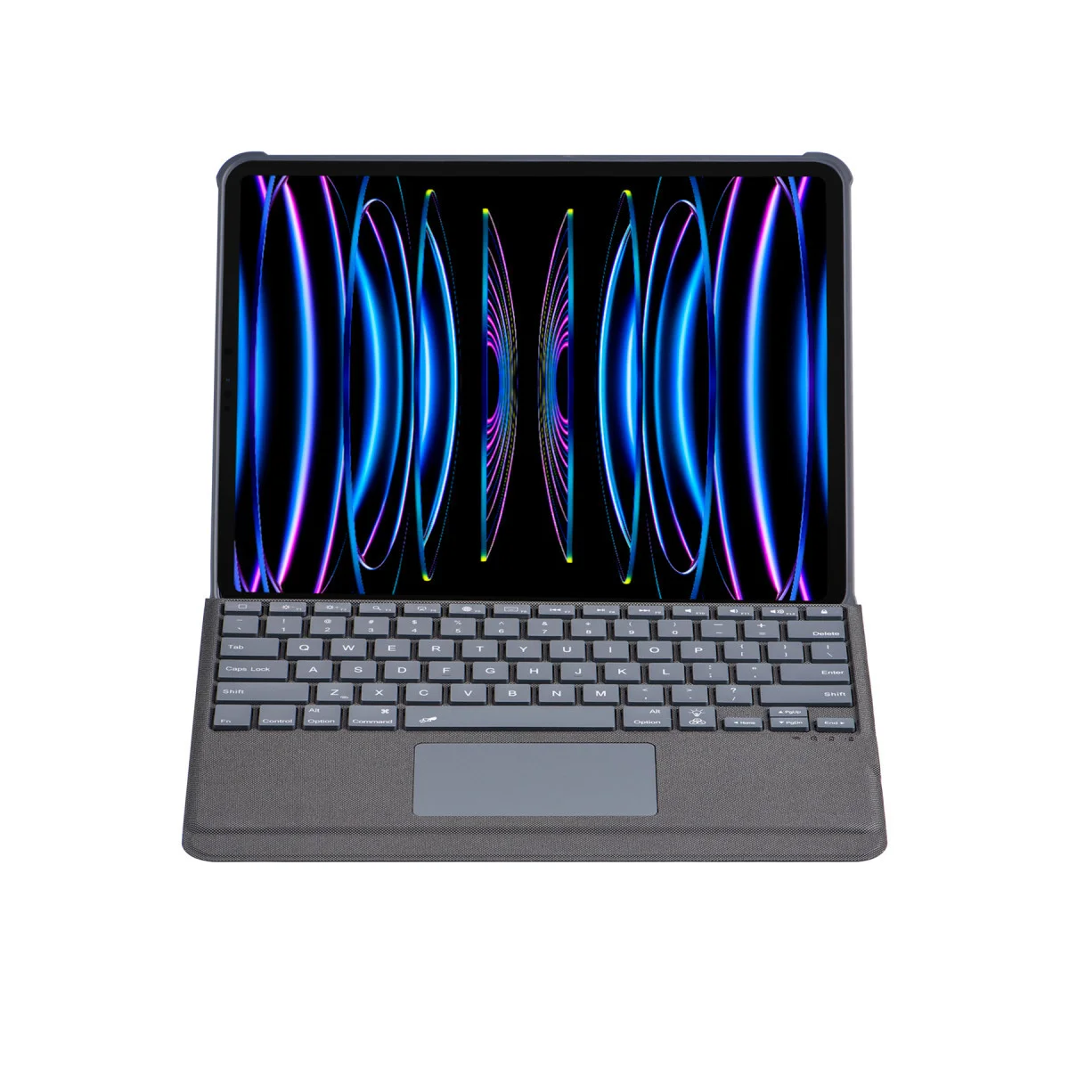 T5509D iPad Pro 12.9 (2022) Kılıf Palermo Ledli Klavyeli Standlı Tablet Kılıfı - Siyah