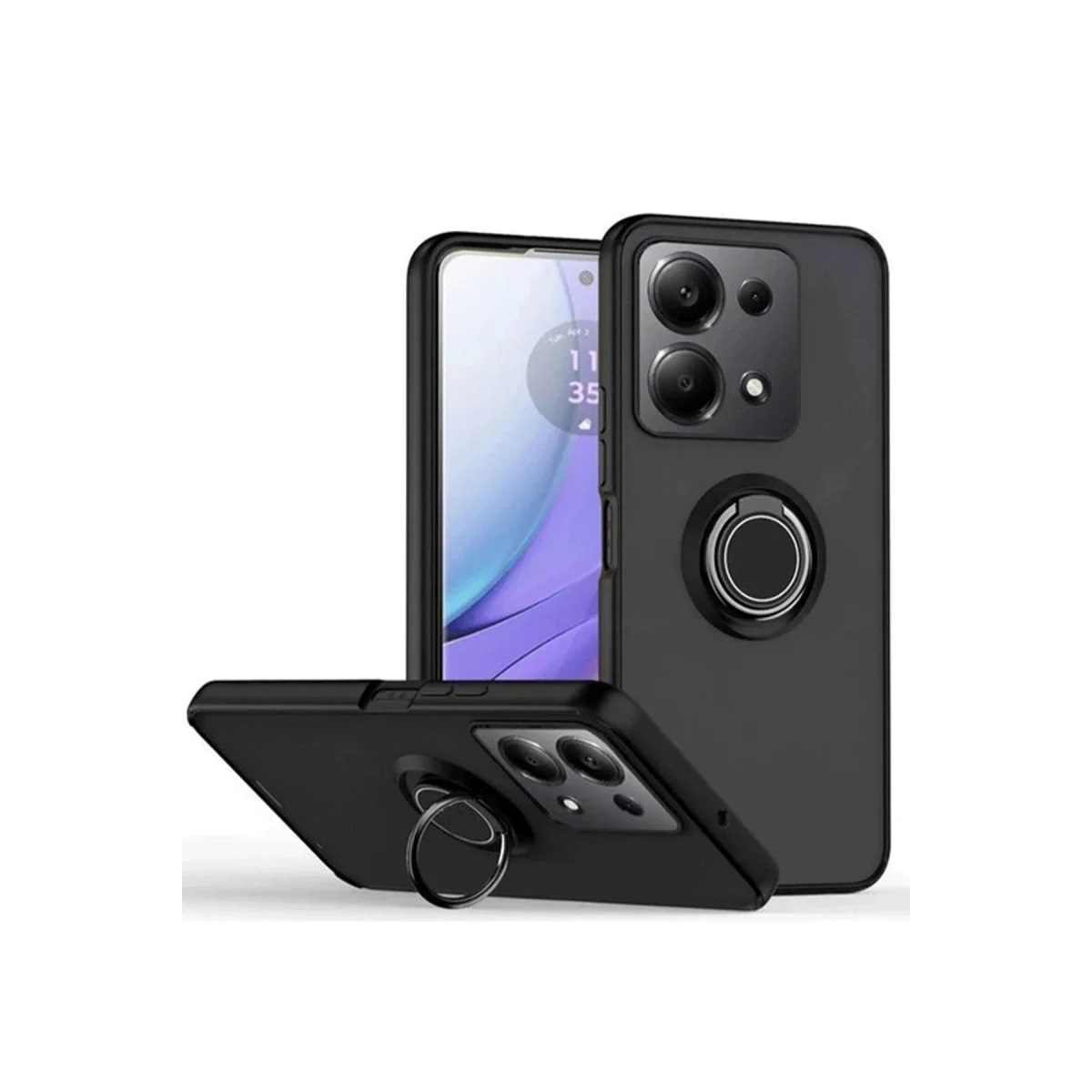 Redmi Note 13 Pro 4G Montreal Yüzüklü Silikon Kapak - Siyah