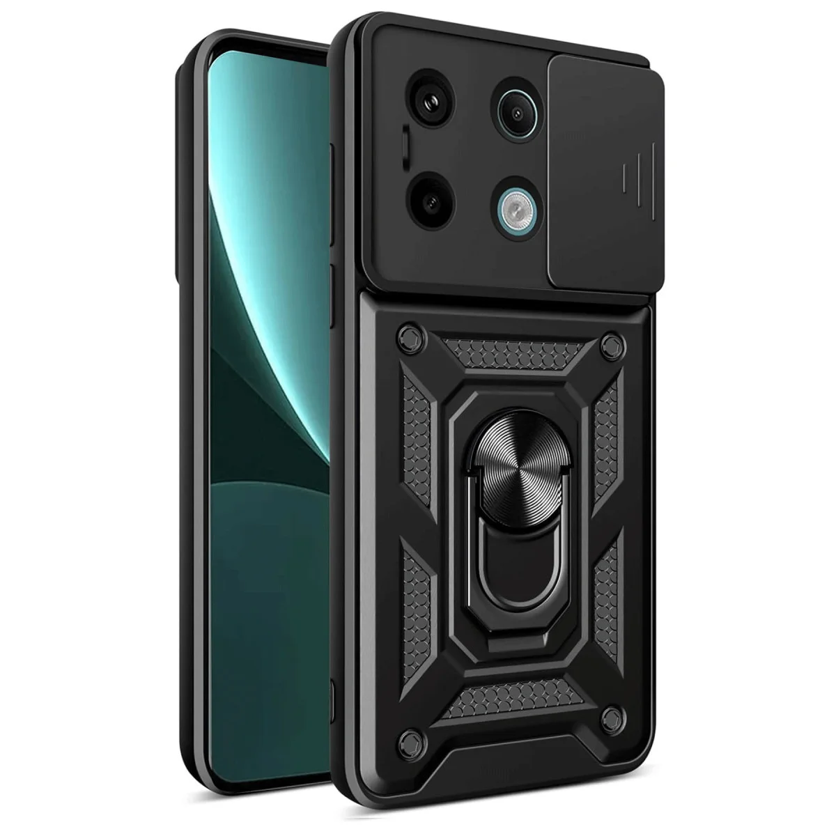 Redmi Note 13 Pro 4G Pars Lens Yüzüklü Silikon - Siyah