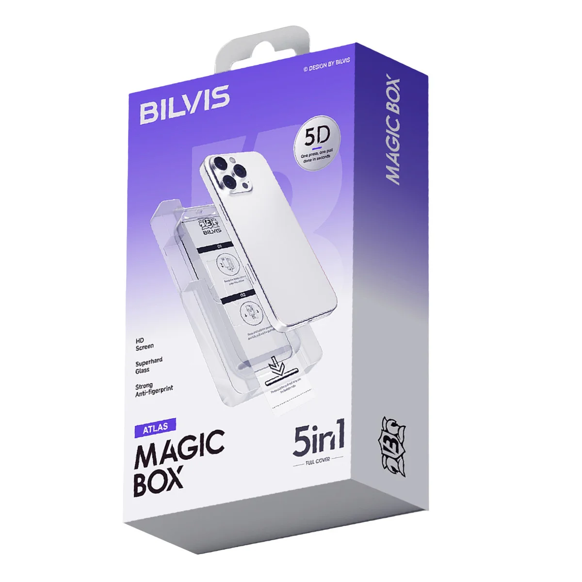 iPhone 12 Bilvis 5in1 3D Magic Cam Ekran Koruyucu - Siyah