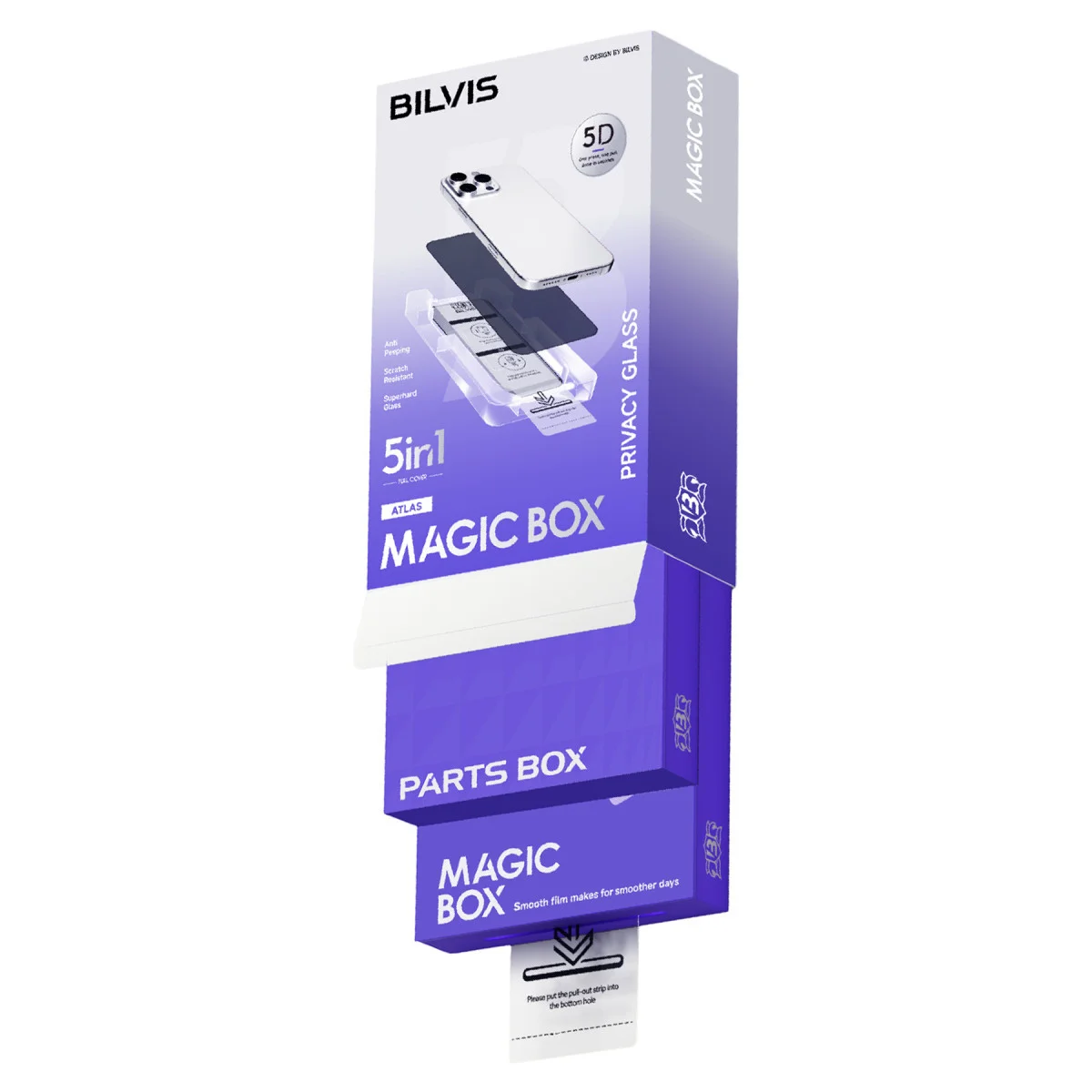 iPhone 16 Pro Max Bilvis 5in1 5D Magic Hayalet Cam Ekran Koruyucu - Siyah