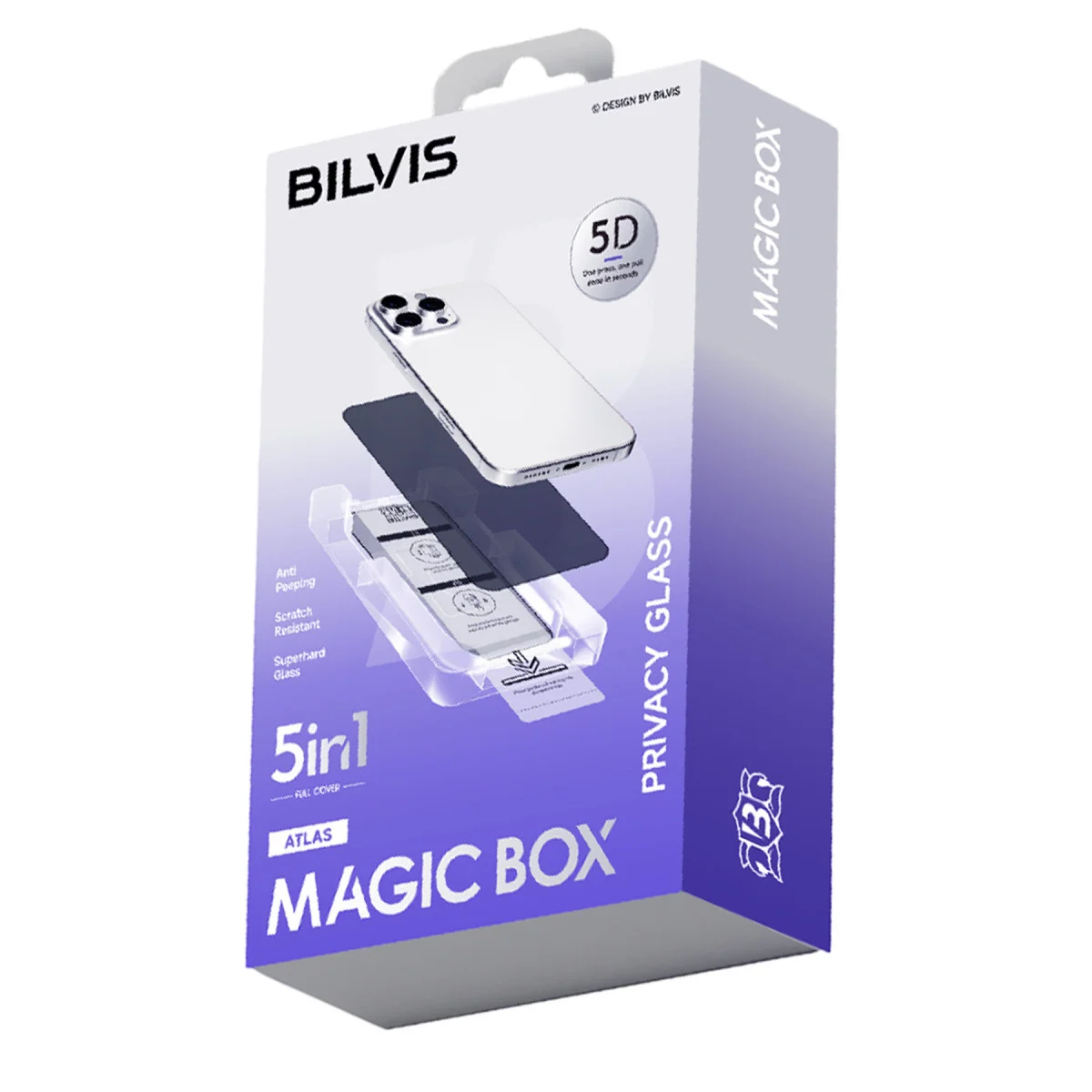 iPhone 17 Bilvis 5in1 5D Magic Hayalet Cam Ekran Koruyucu - Siyah