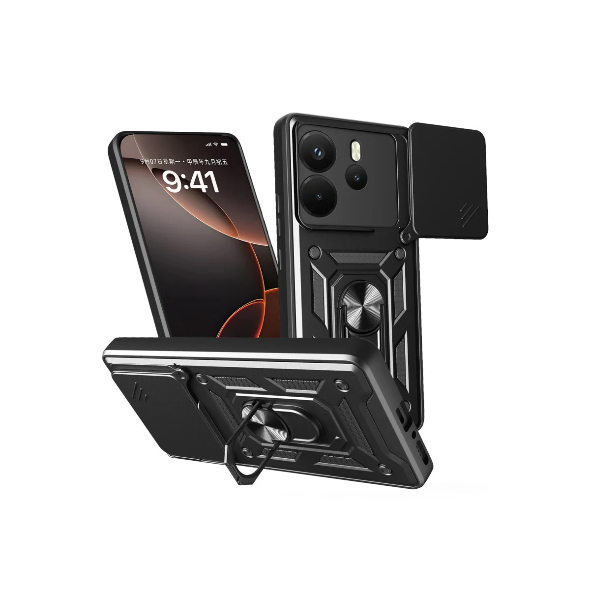 Redmi Note 14 4G Pars Lens Yüzüklü Silikon - Siyah