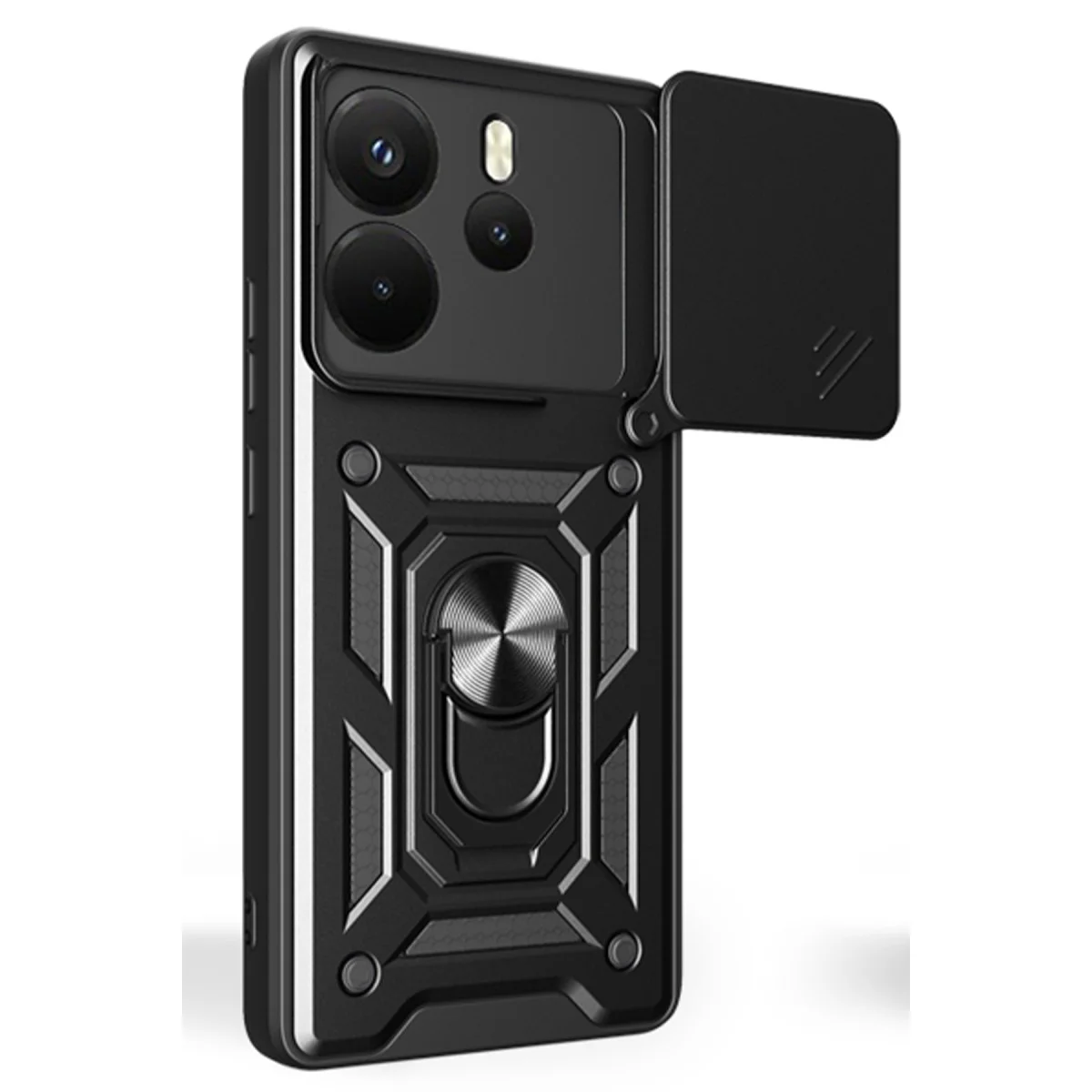 Redmi Note 14 4G Pars Lens Yüzüklü Silikon - Siyah