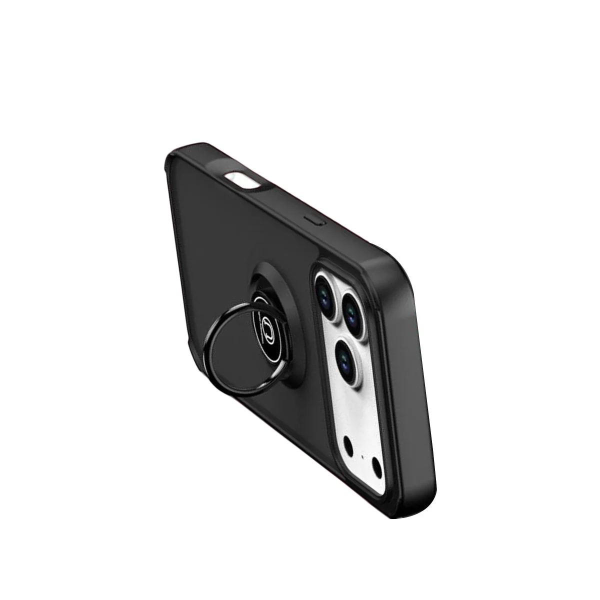 iPhone 17 Pro Montreal Yüzüklü Silikon Kapak - Siyah
