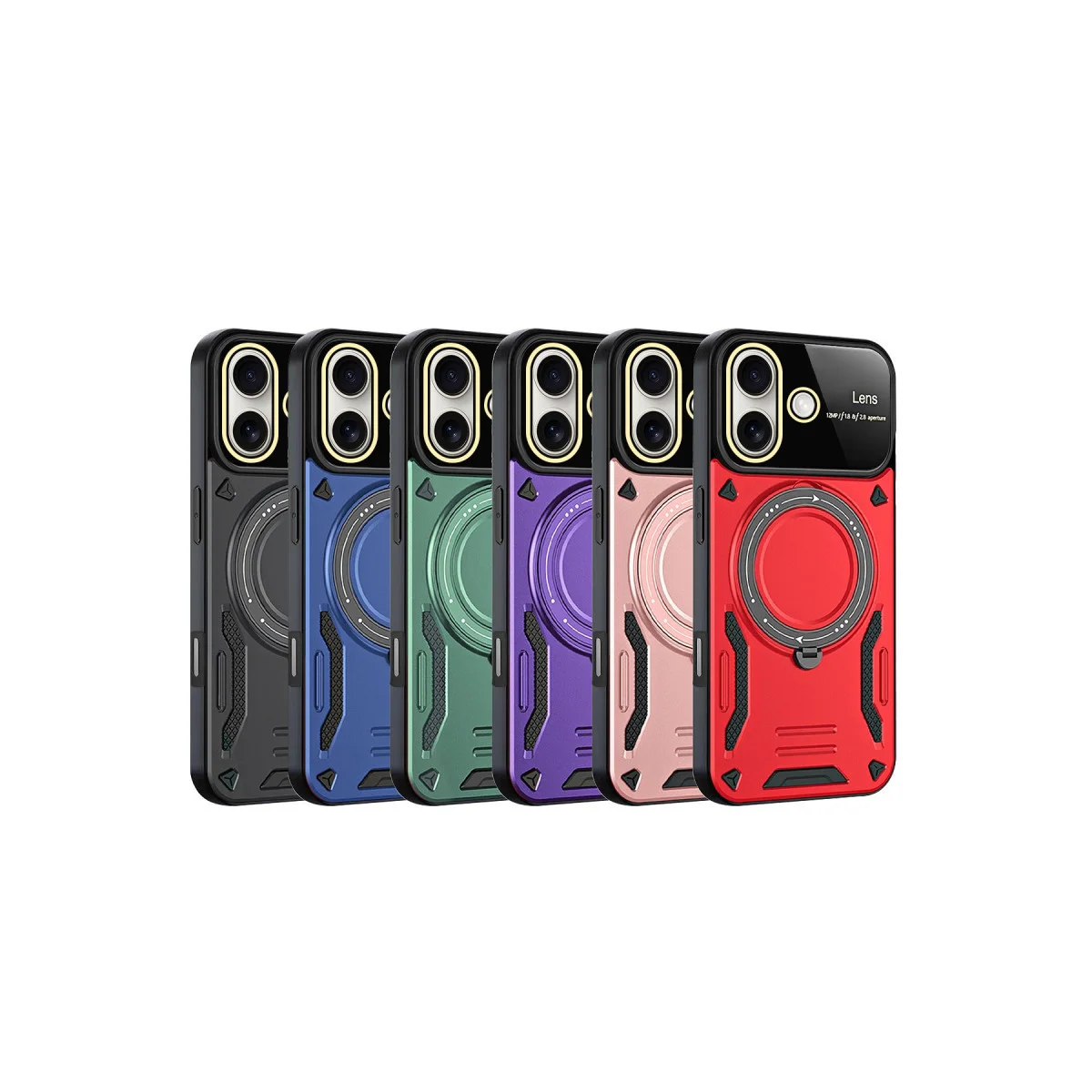 iPhone 16 Kılıf Joy Lens Standlı Kapak - Kırmızı