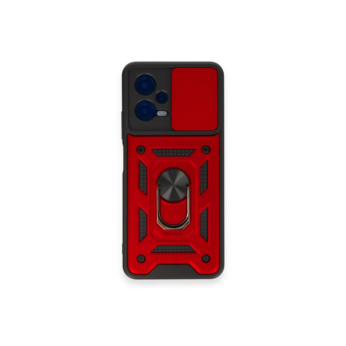 Redmi Note 12 4G Kılıf Pars Lens Yüzüklü Silikon - Kırmızı