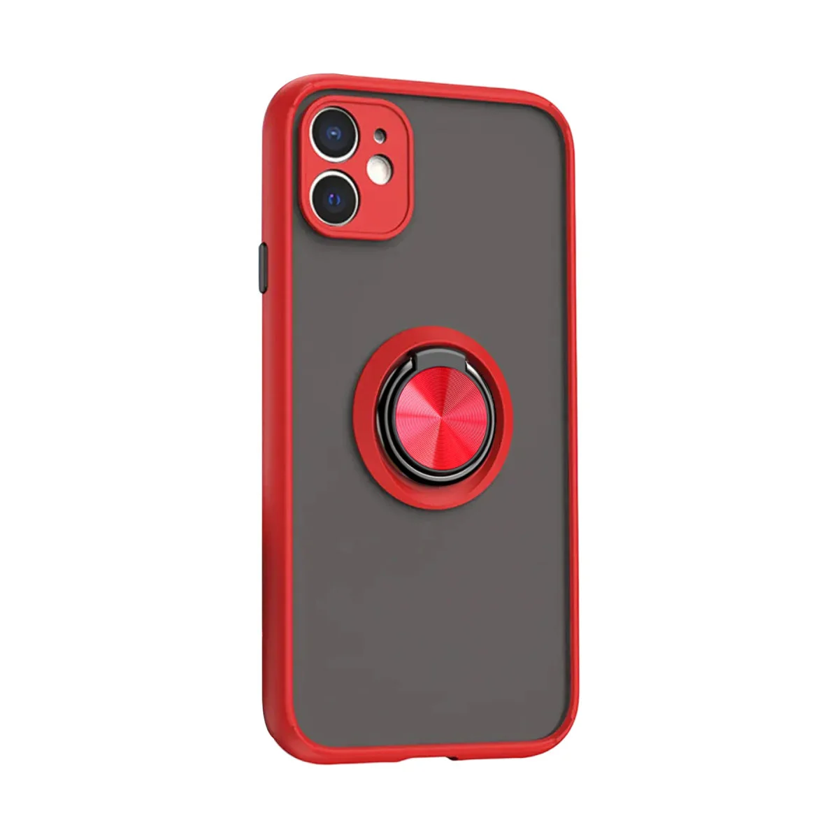 iPhone 11 Kılıf Montreal Yüzüklü Silikon Kapak - Kırmızı