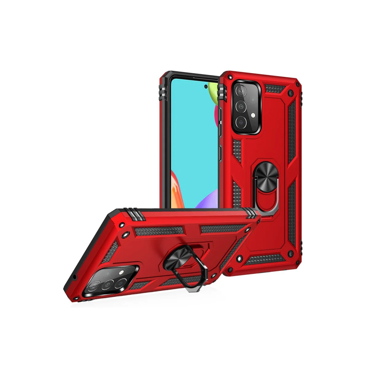 Galaxy A33 5G Kılıf Sofya Yüzüklü Silikon Kapak - Kırmızı