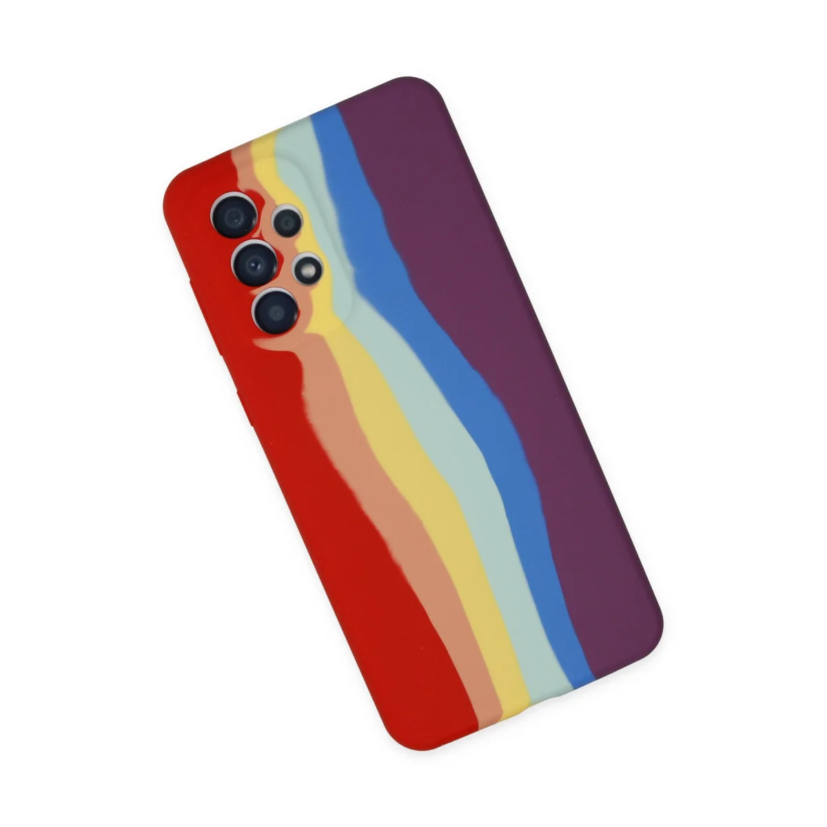 Galaxy A73 5G Kılıf Ebruli Lansman Silikon - Kırmızı-Mor