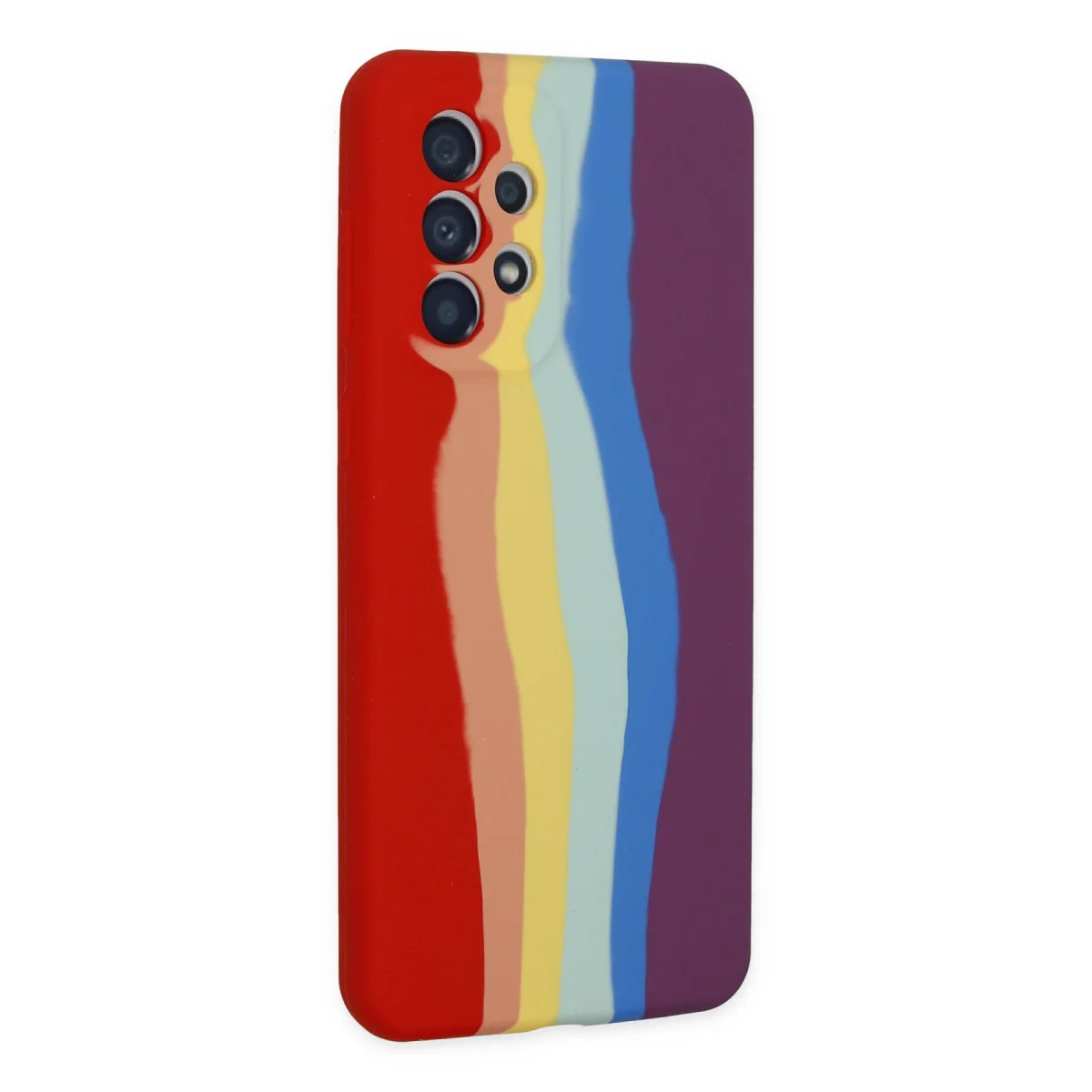 Galaxy A73 5G Kılıf Ebruli Lansman Silikon - Kırmızı-Mor