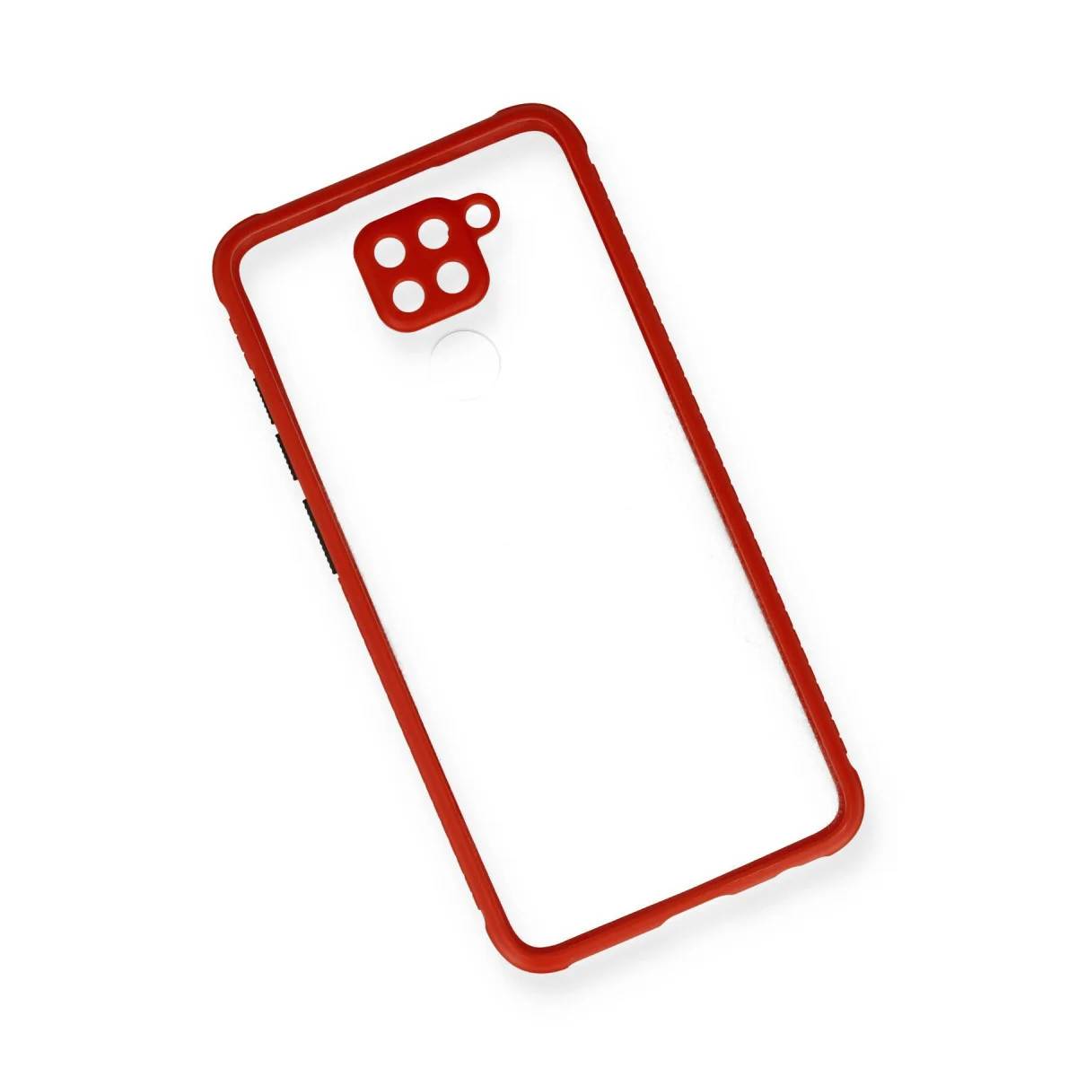 Redmi Note 9 Kılıf Miami Şeffaf Silikon - Kırmızı