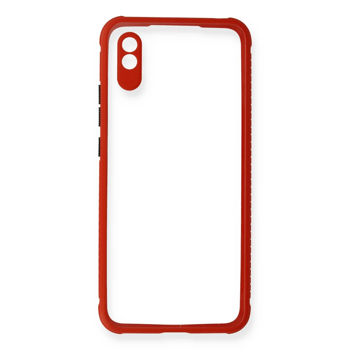 Redmi 9A Kılıf Miami Şeffaf Silikon - Kırmızı