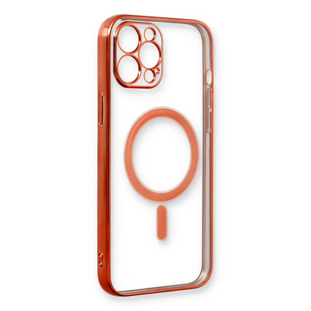iPhone 12 Pro Kılıf Magneticsafe Lazer Silikon - Kırmızı