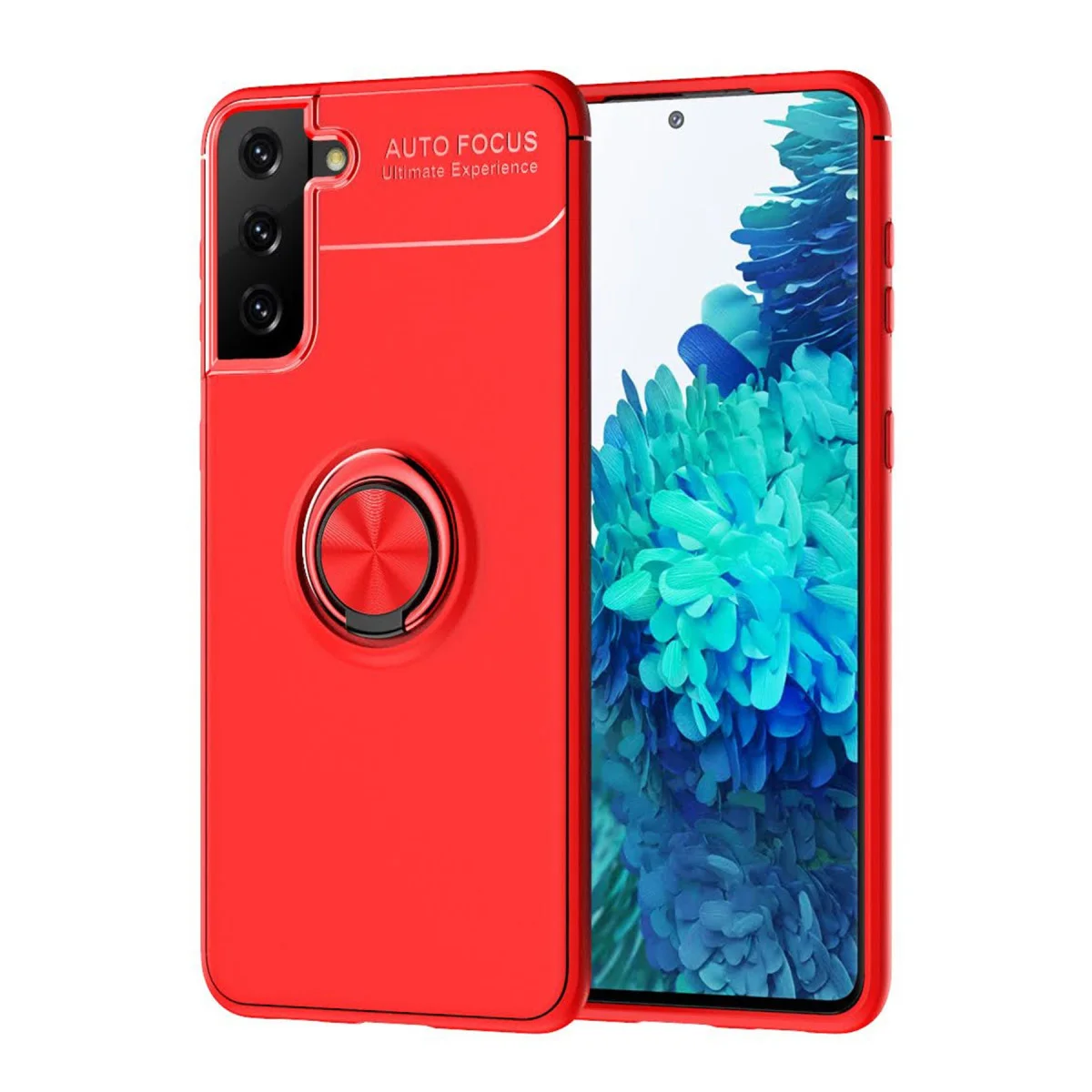 Galaxy S21 Plus Kılıf Range Yüzüklü Silikon - Kırmızı