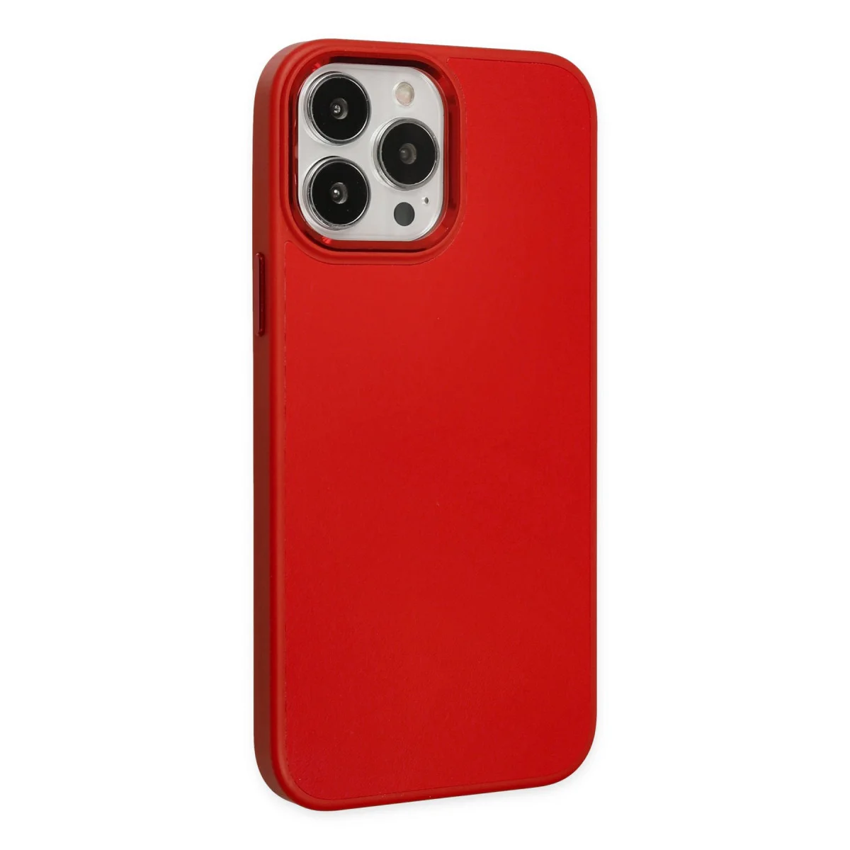 iPhone 13 Pro Max Kılıf Asya Deri Silikon - Kırmızı