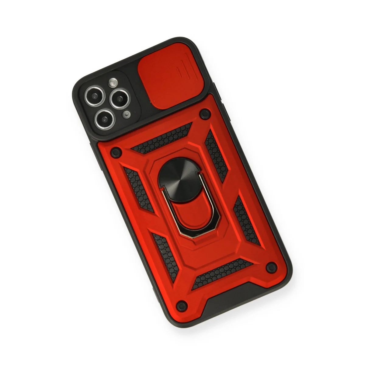 iPhone 11 Pro Kılıf Pars Lens Yüzüklü Silikon - Kırmızı