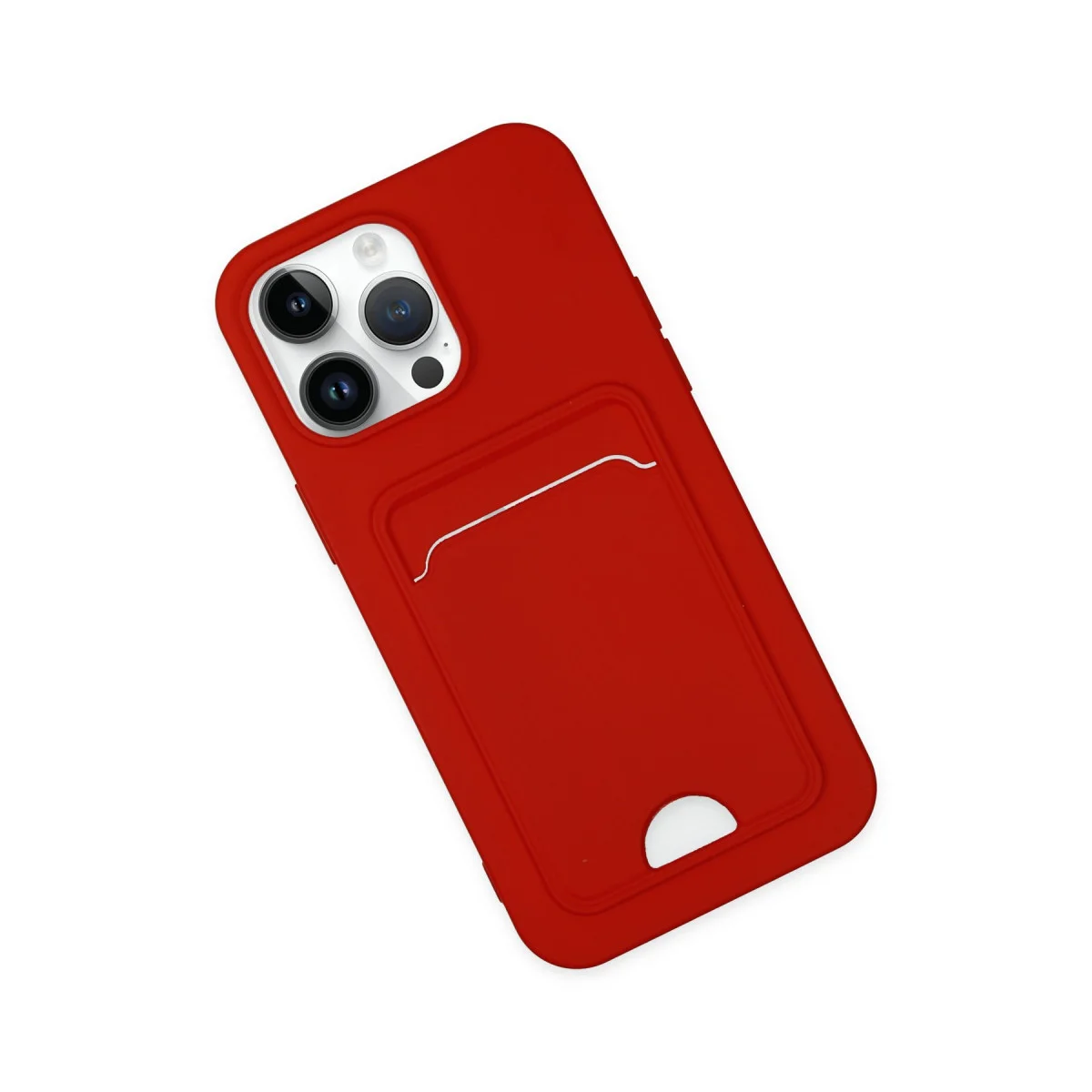 iPhone 14 Pro Kılıf Kelvin Kartvizitli Silikon - Kırmızı