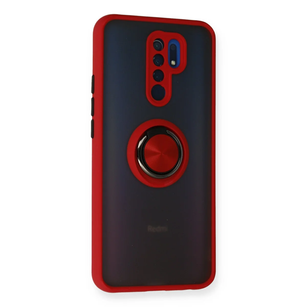 Redmi 9 Kılıf Montreal Yüzüklü Silikon Kapak - Kırmızı
