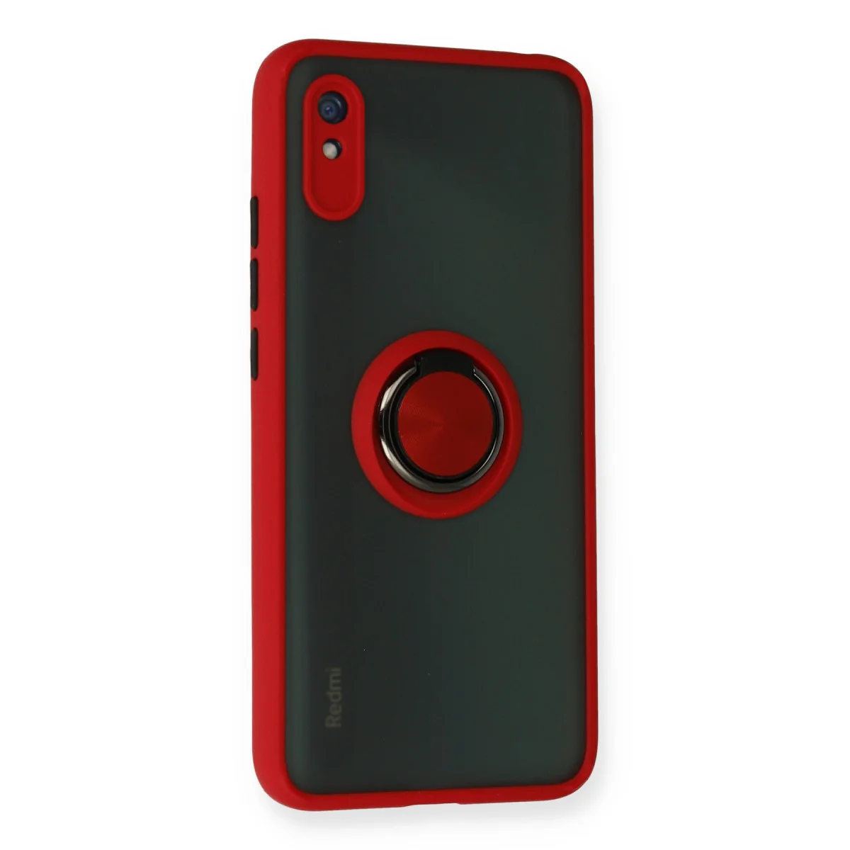Redmi 9A Kılıf Montreal Yüzüklü Silikon Kapak - Kırmızı