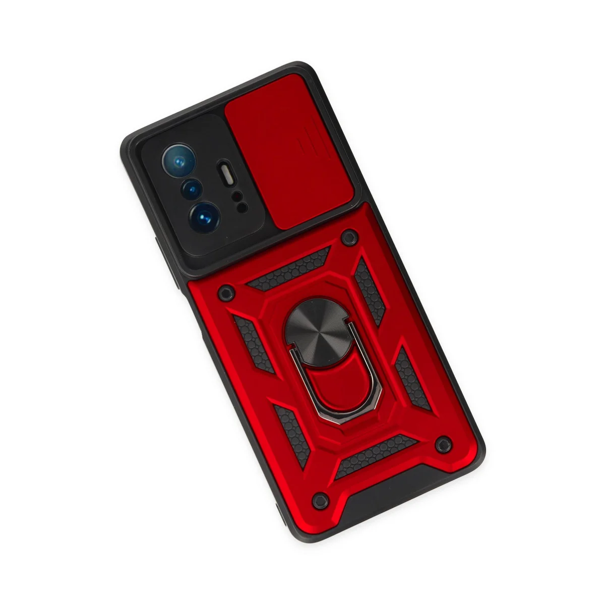 Mi 11T Pro Kılıf Pars Lens Yüzüklü Silikon - Kırmızı