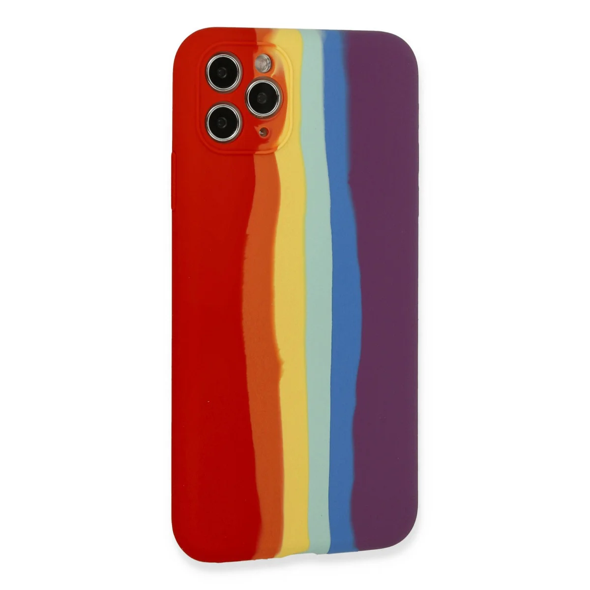 iPhone 11 Pro Kılıf Ebruli Lansman Silikon - Kırmızı-Mor